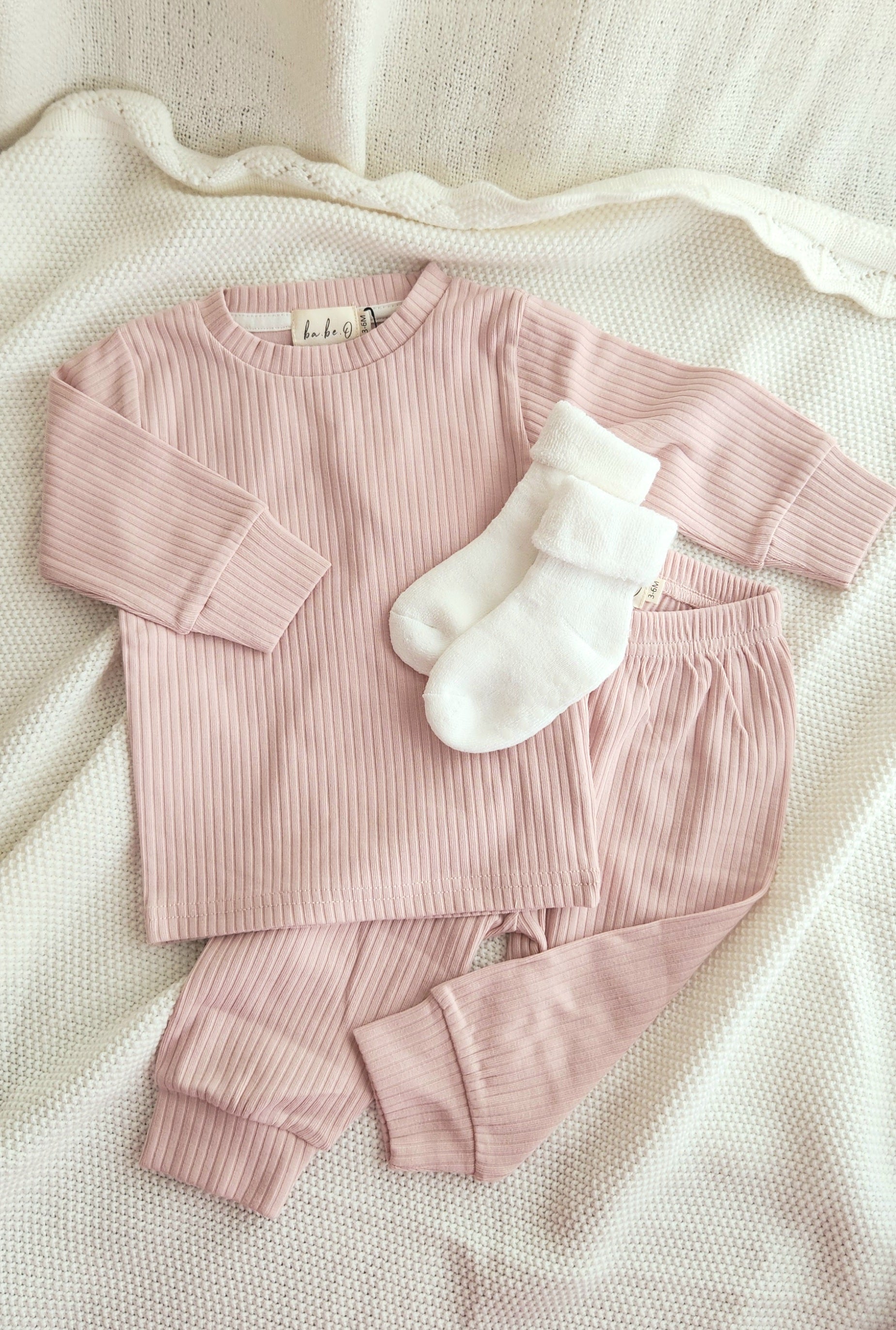 Organic Cotton Two-Piece Baby Outfit, Blush | ba.be.O Canada