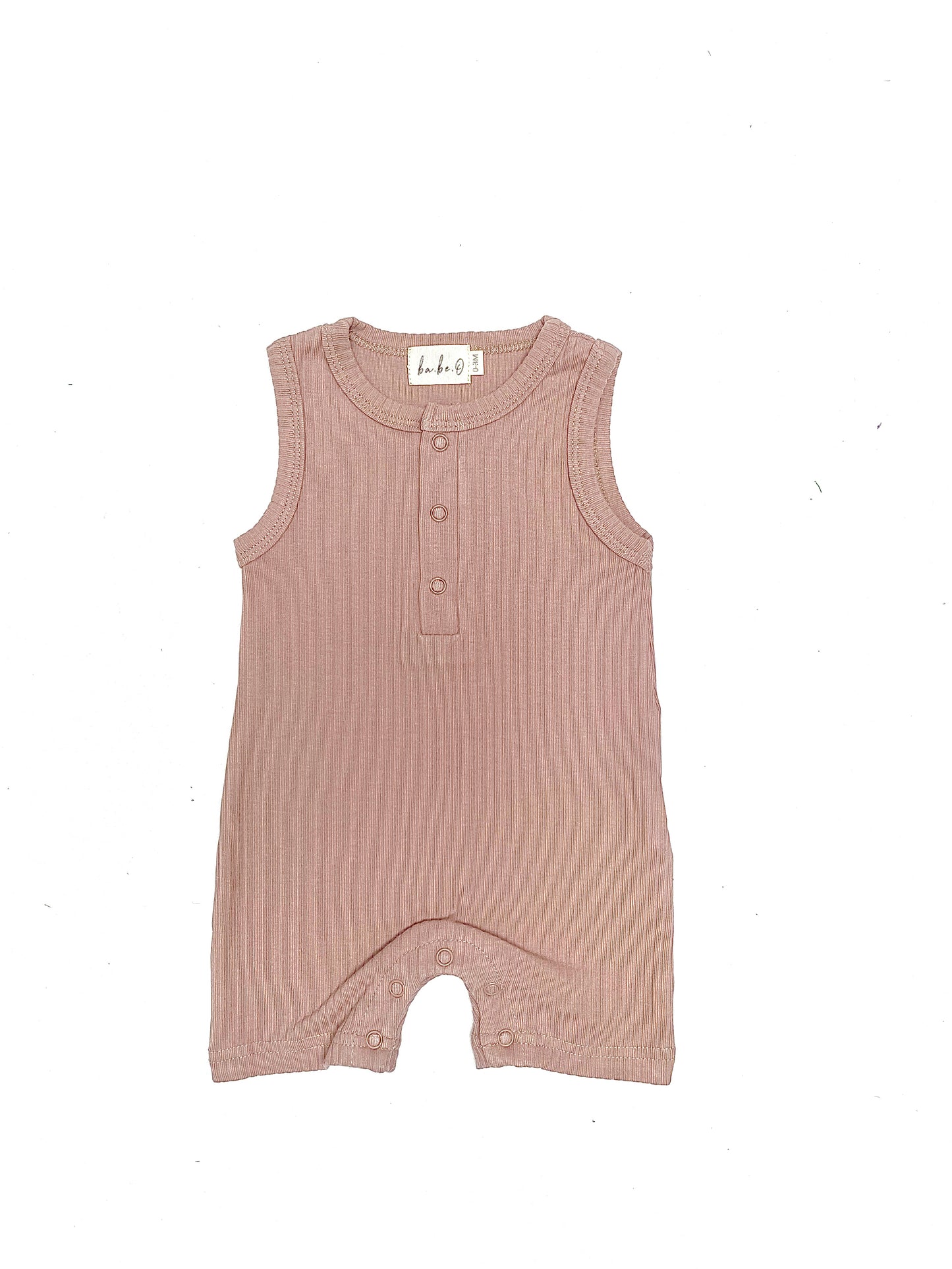 Ribbed Tank Romper - Vintage Mauve