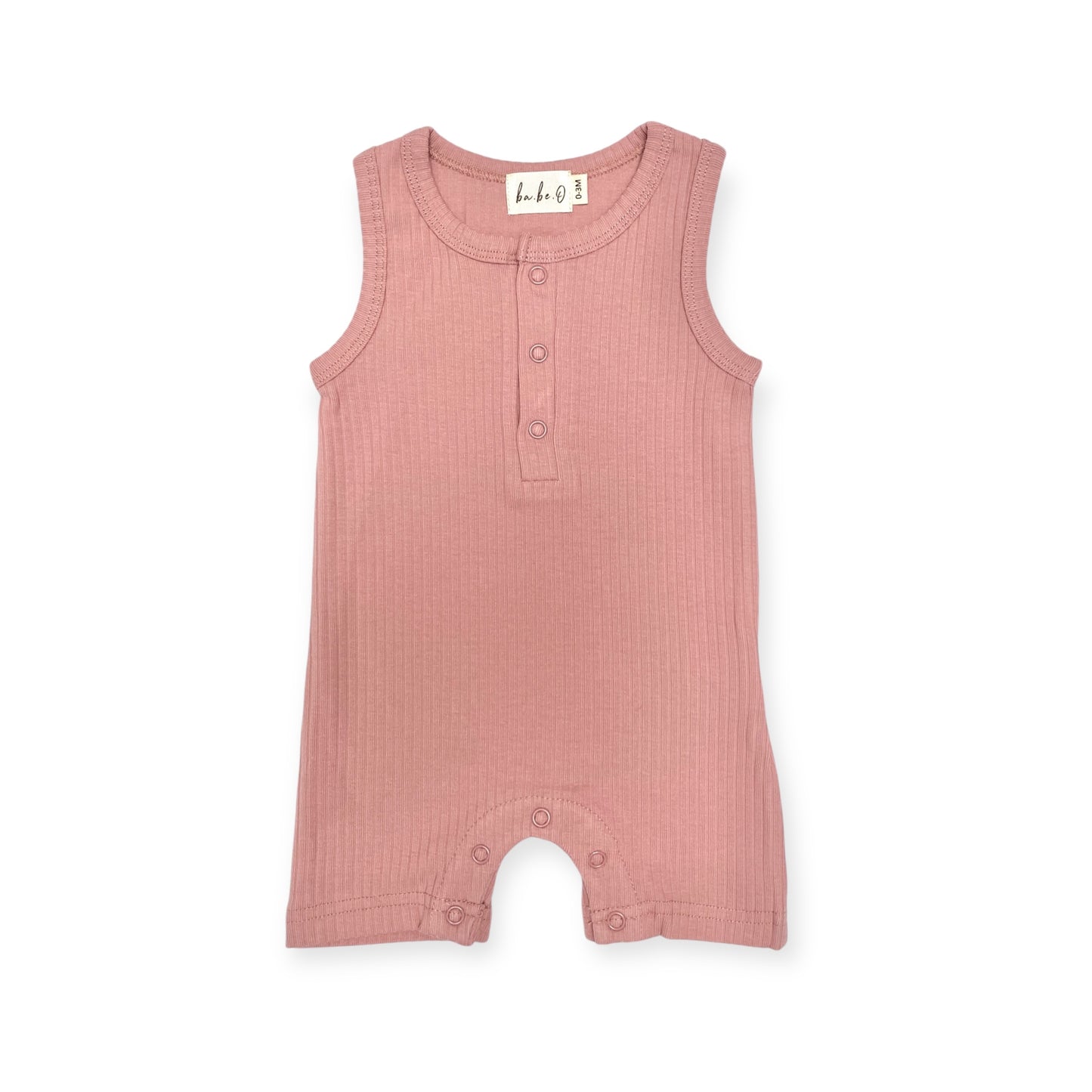 Ribbed Tank Romper - Rose