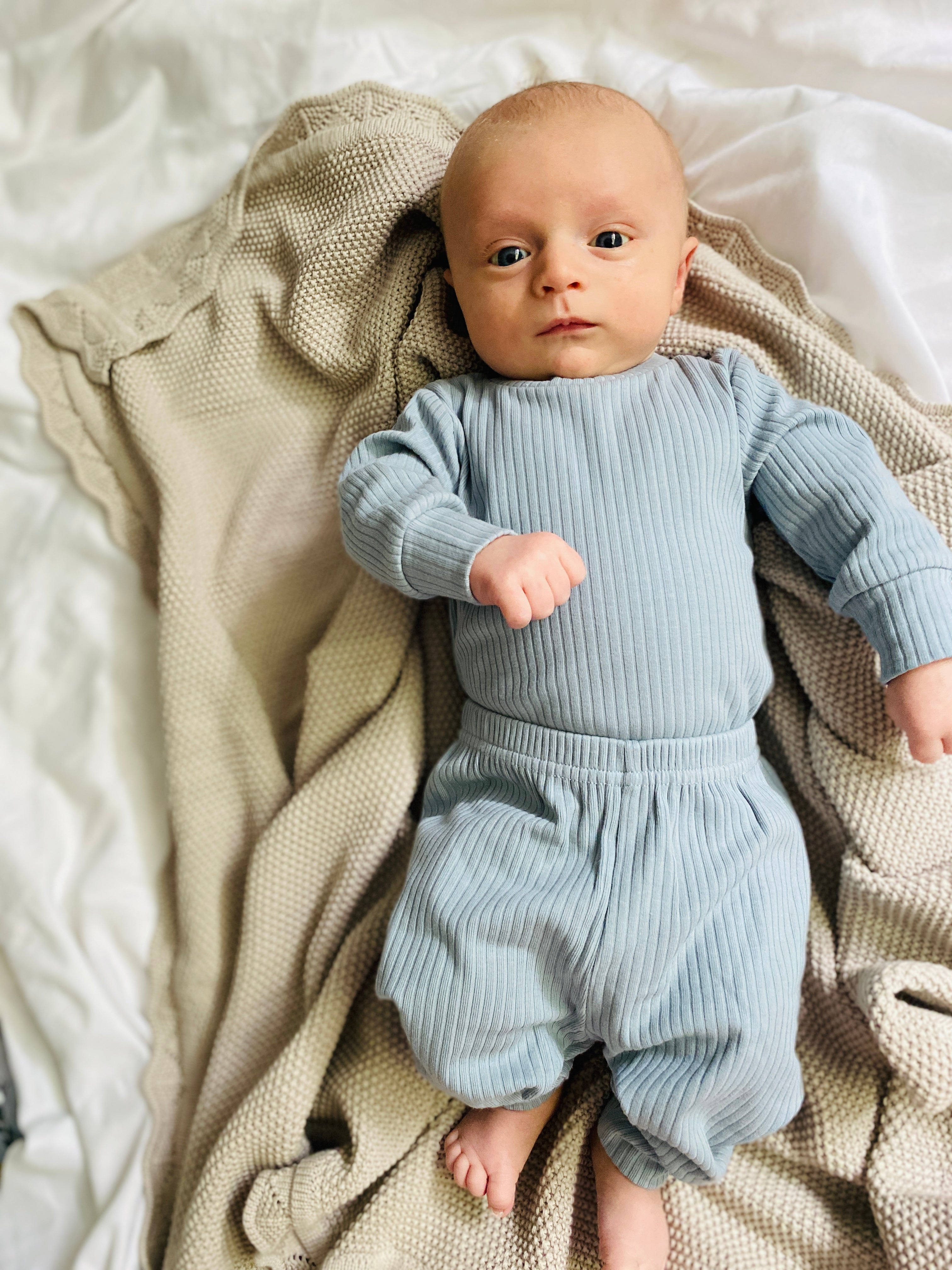 Organic Cotton Two-Piece Baby Outfit, Harbour Blue | ba.be.O Canada