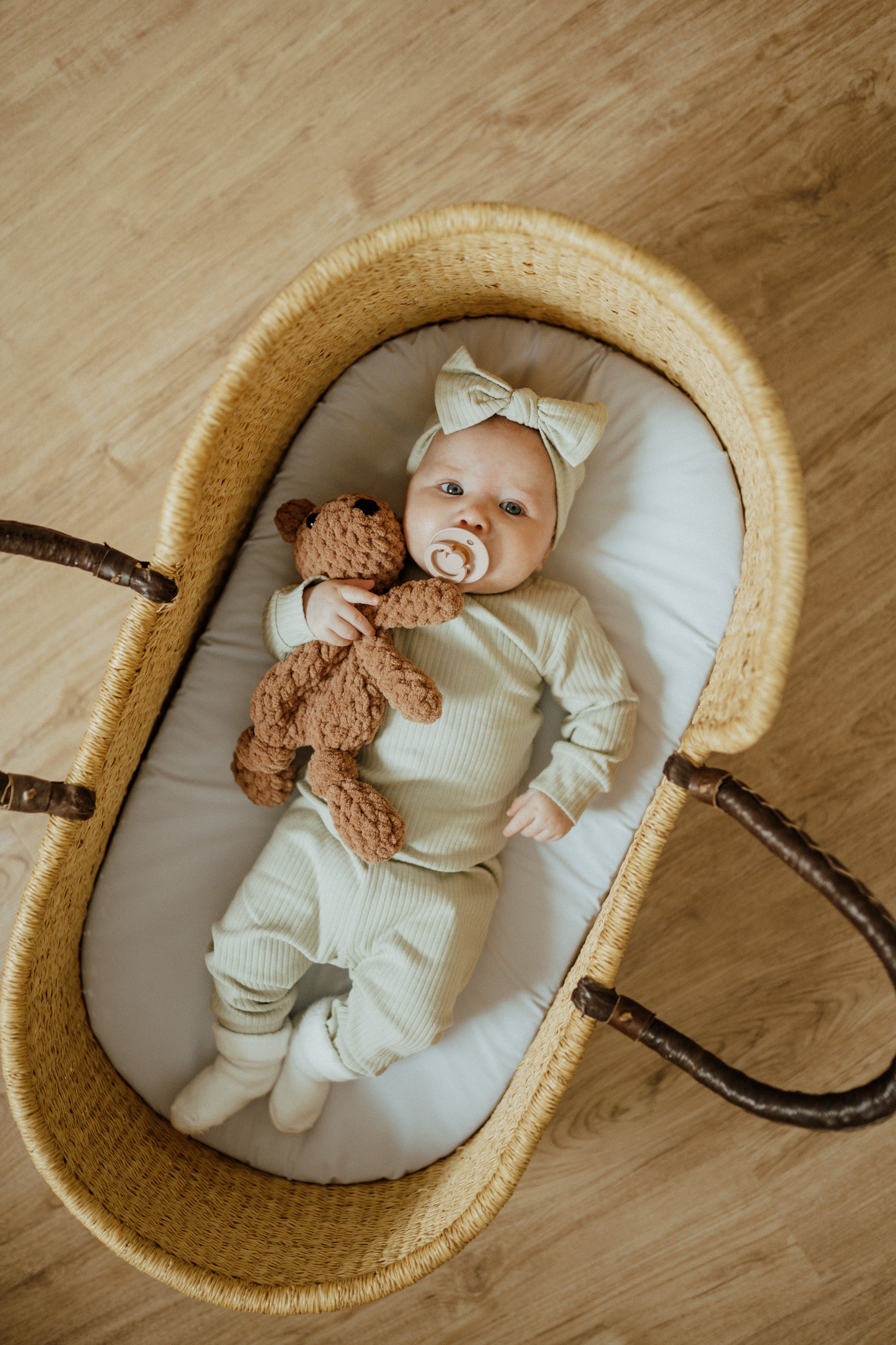 Organic Cotton Two-Piece Baby Outfit, Light Sage | ba.be.O Canada