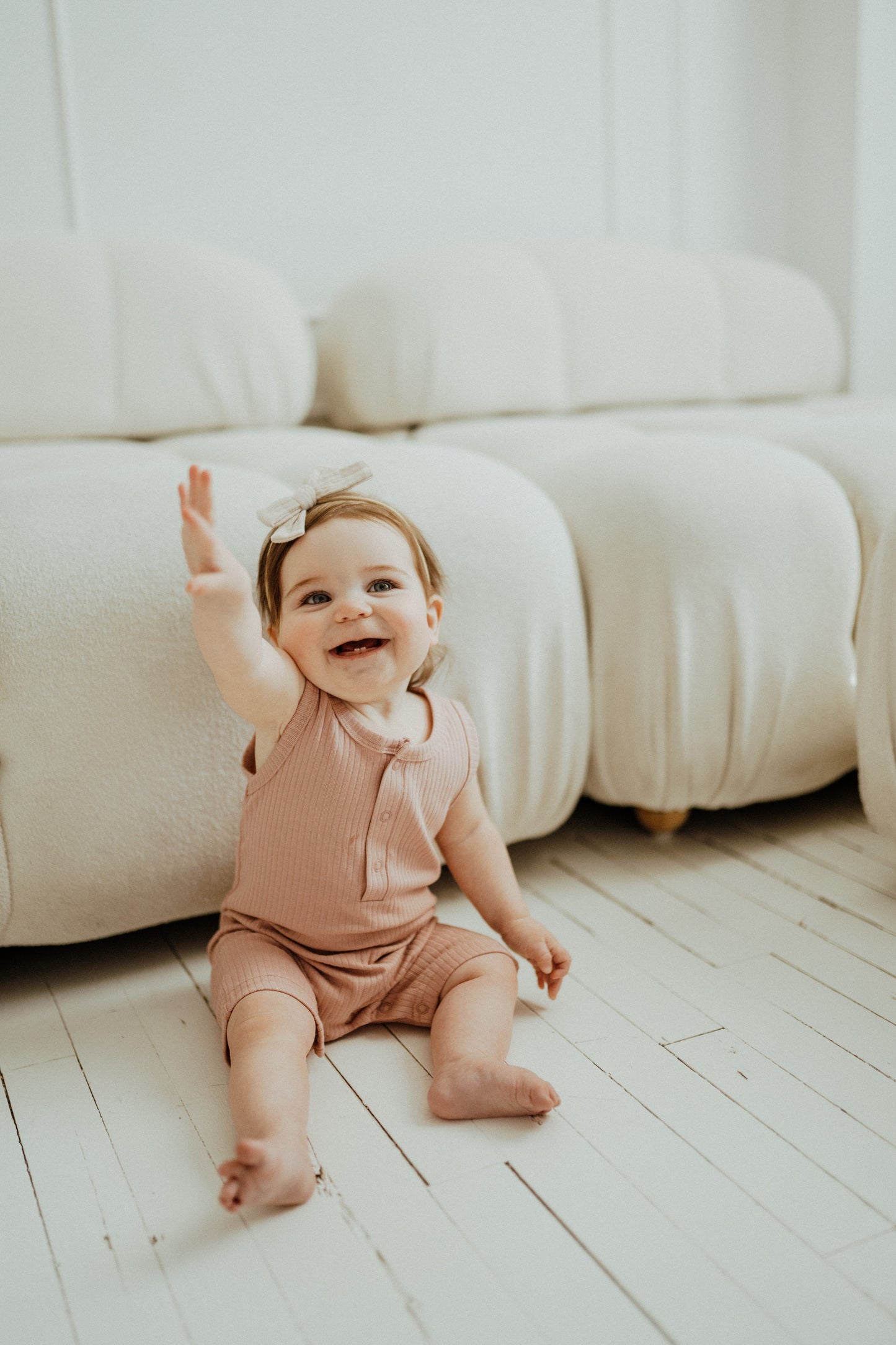 Ribbed Tank Romper - Rose
