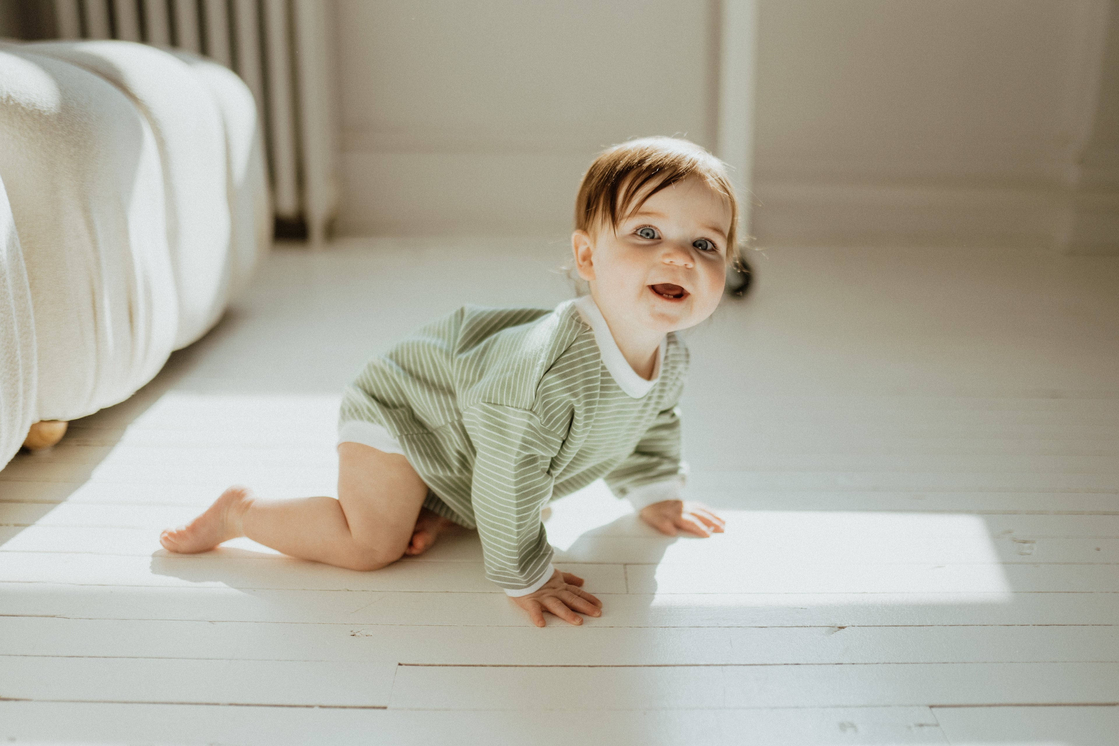 Bubble Romper - Sage Striped