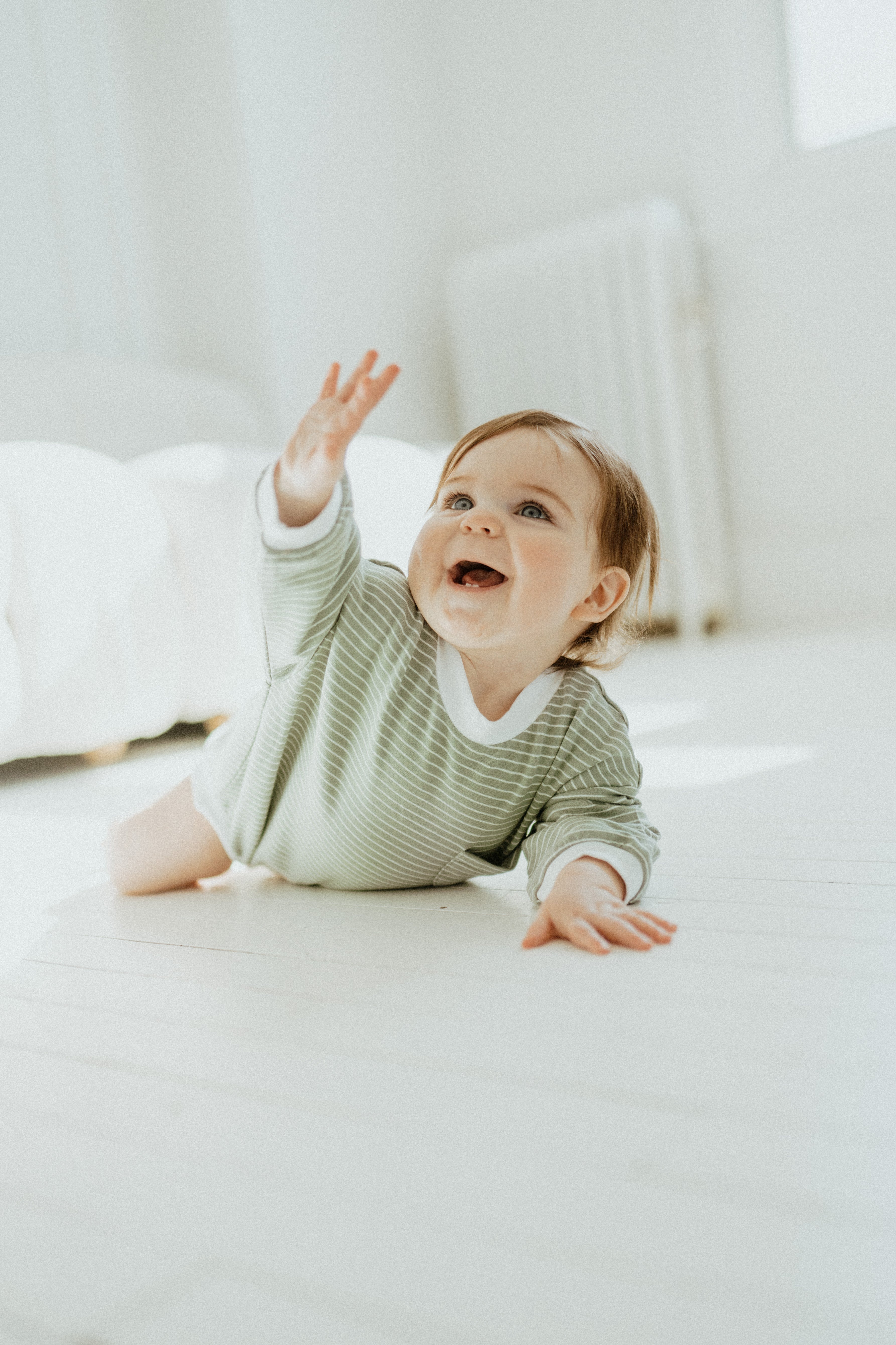 Bubble Romper - Sage Striped