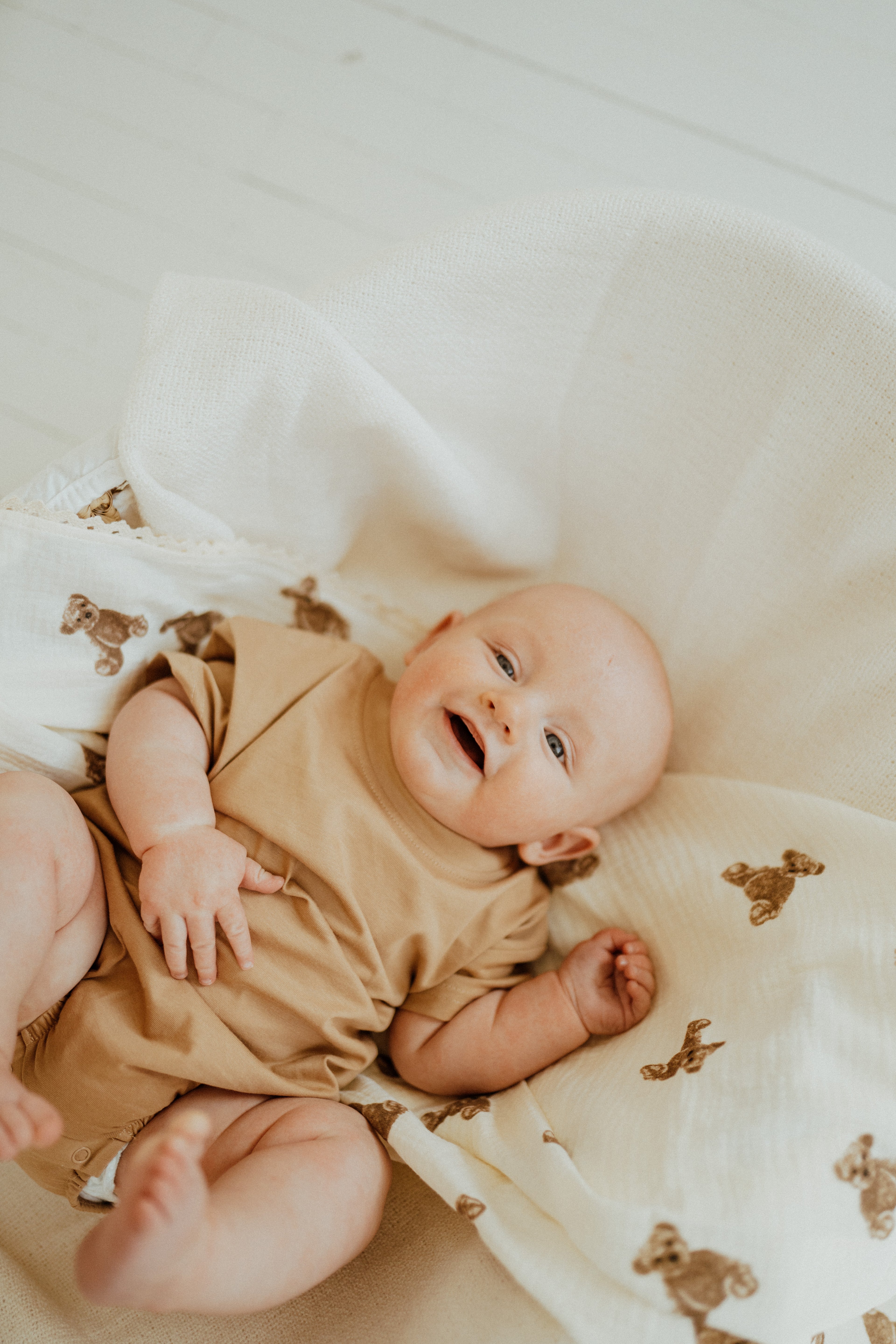 Organic Cotton Muslin Swaddle – Teddy Bear | ba.be.O Canada