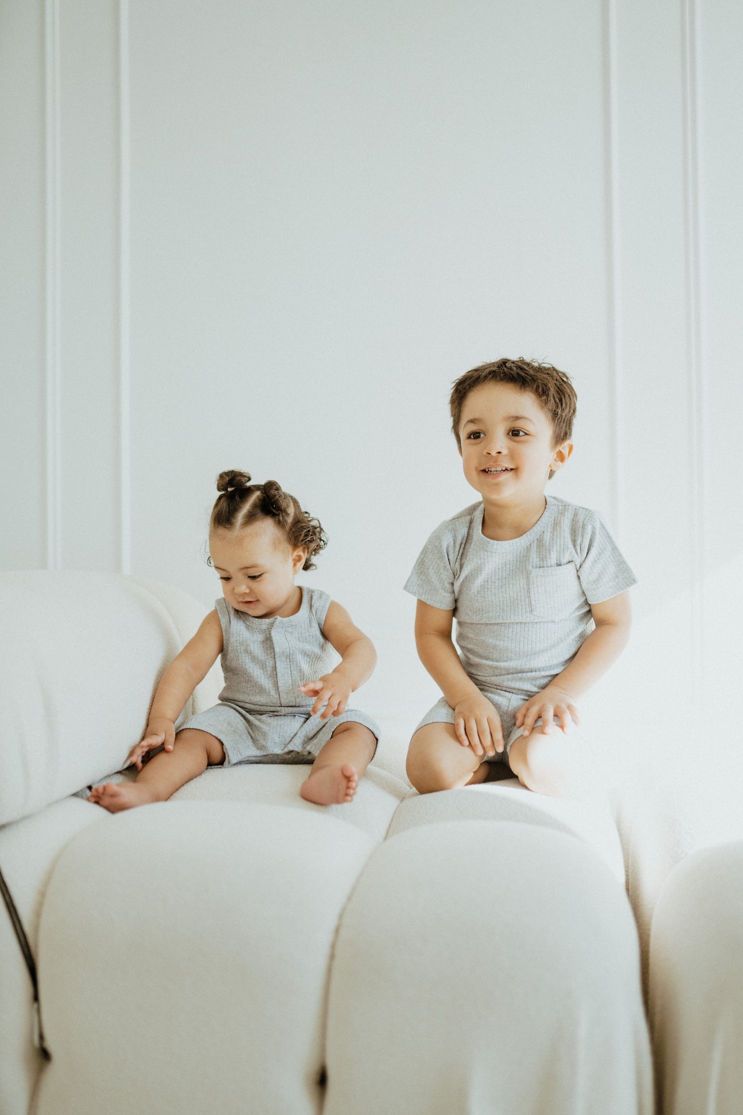 Ribbed Tank Romper - Heathered Grey