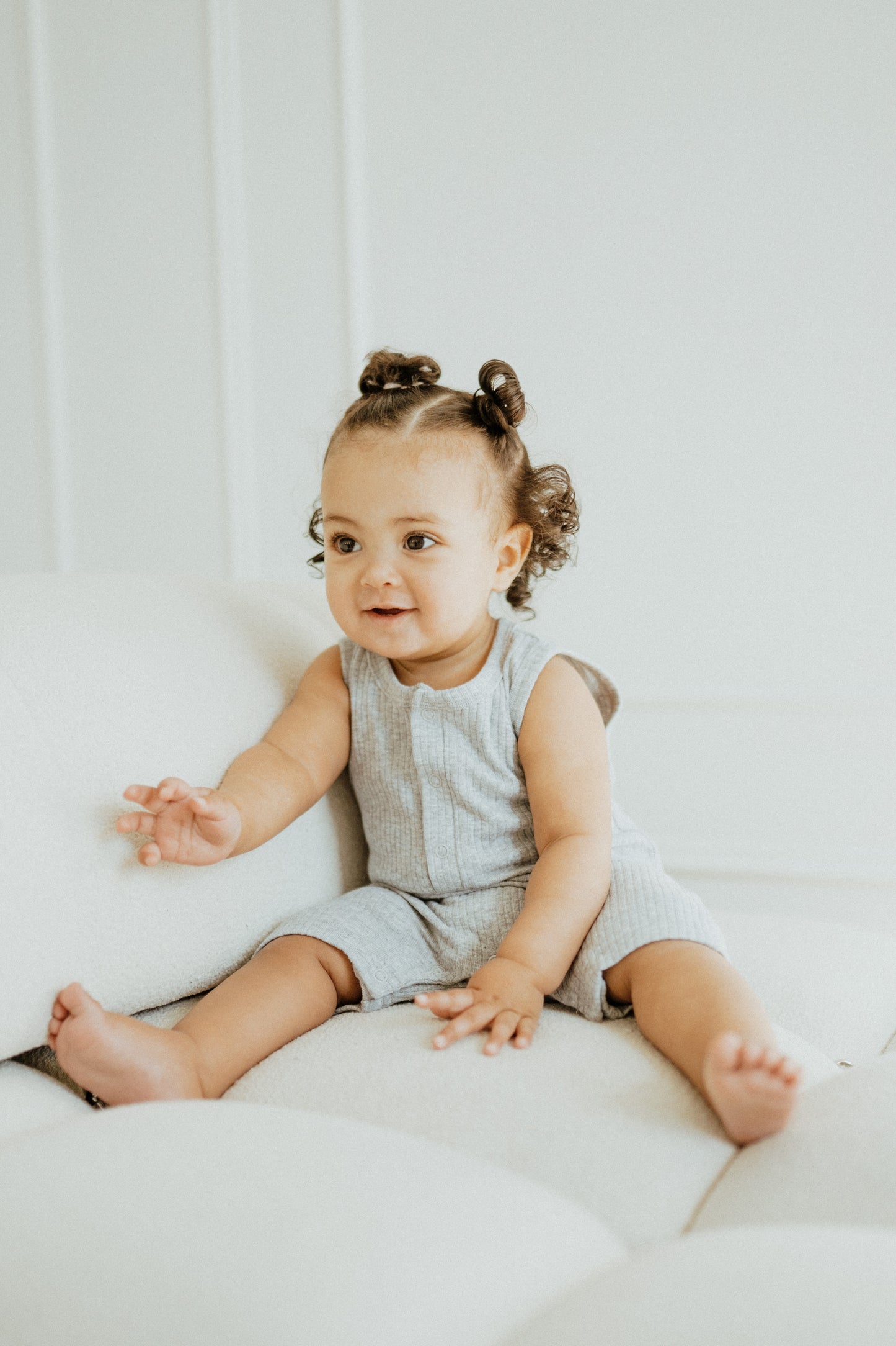 Ribbed Tank Romper - Heathered Grey