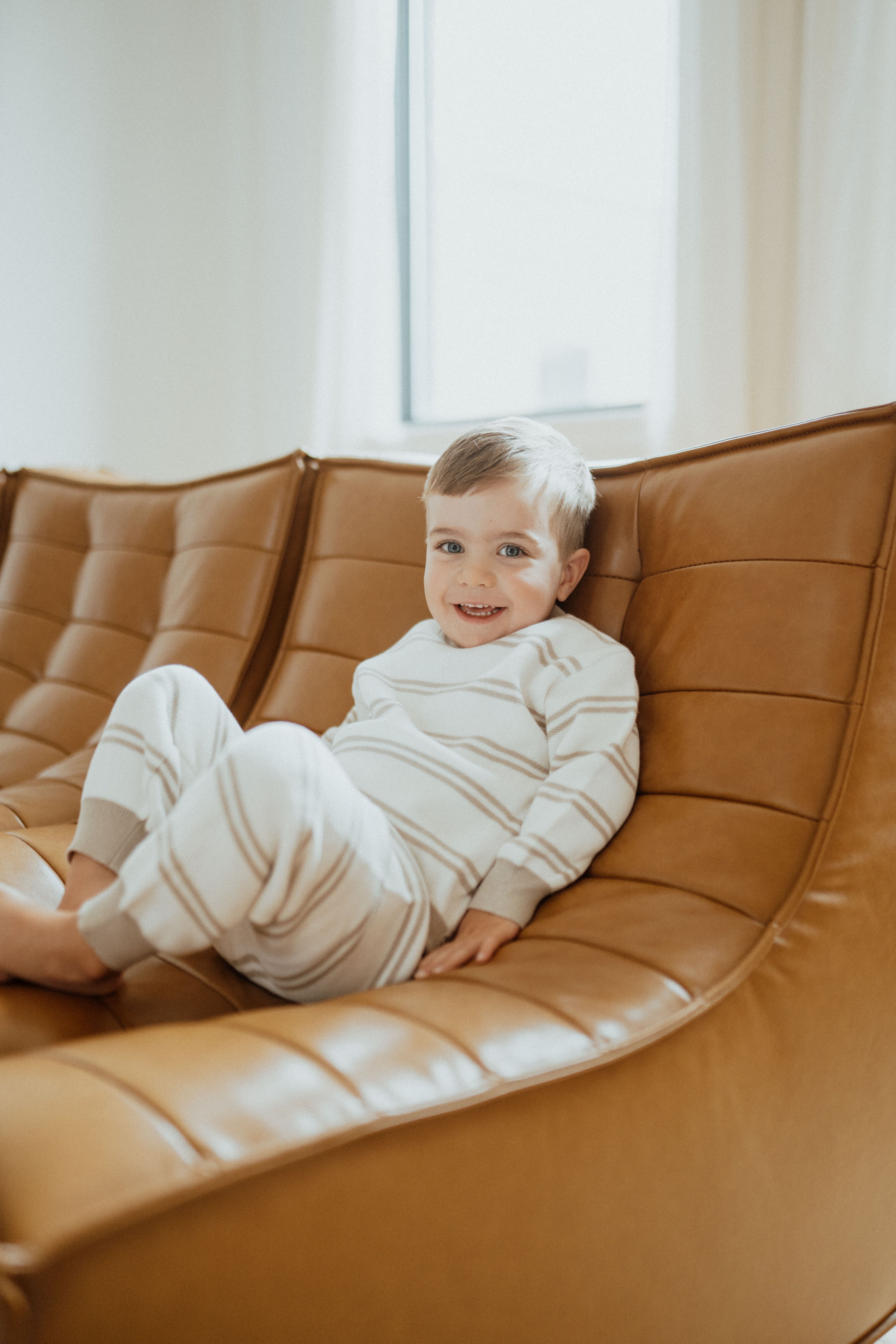 Grey Striped Knit Suit