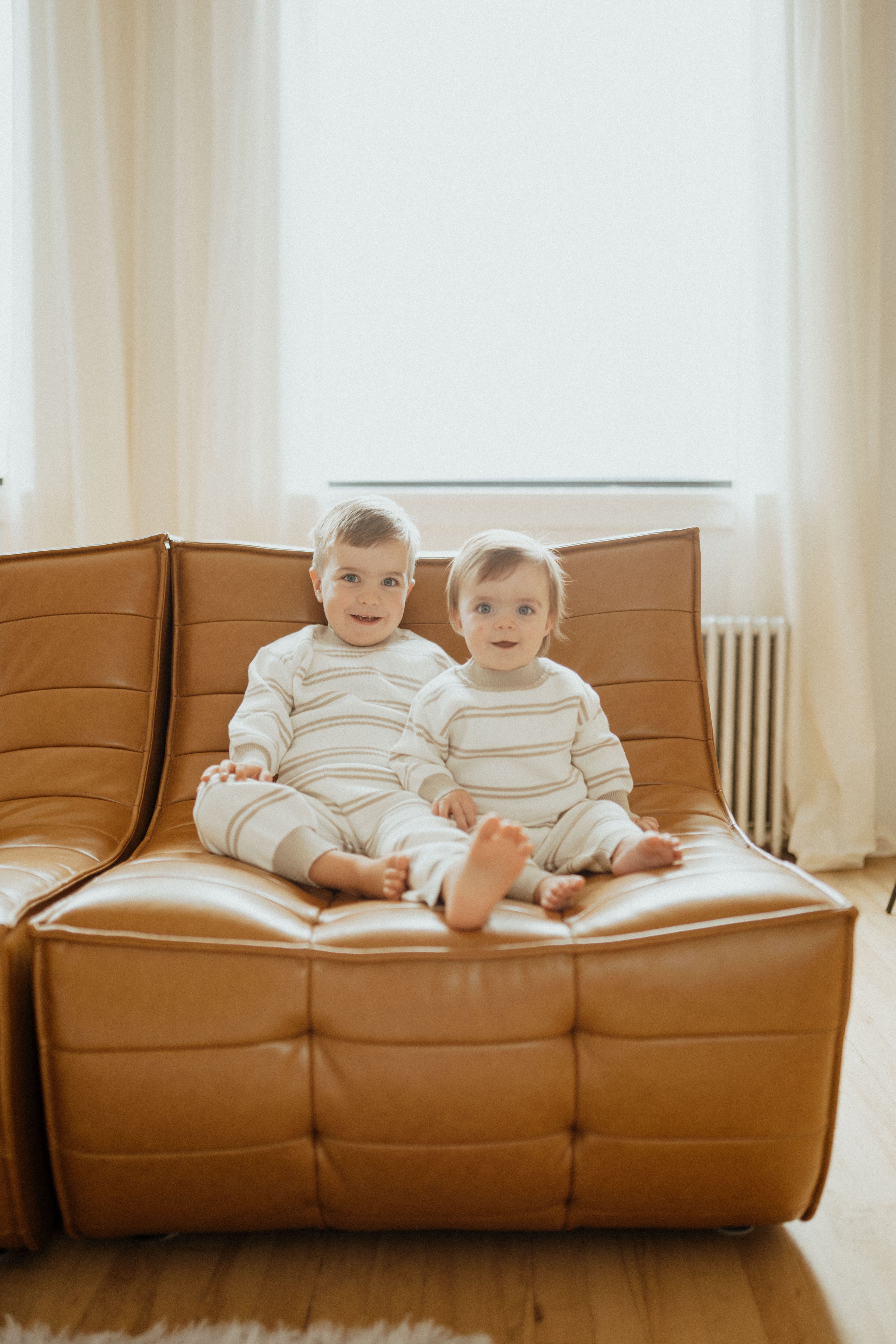 Grey Striped Knit Suit