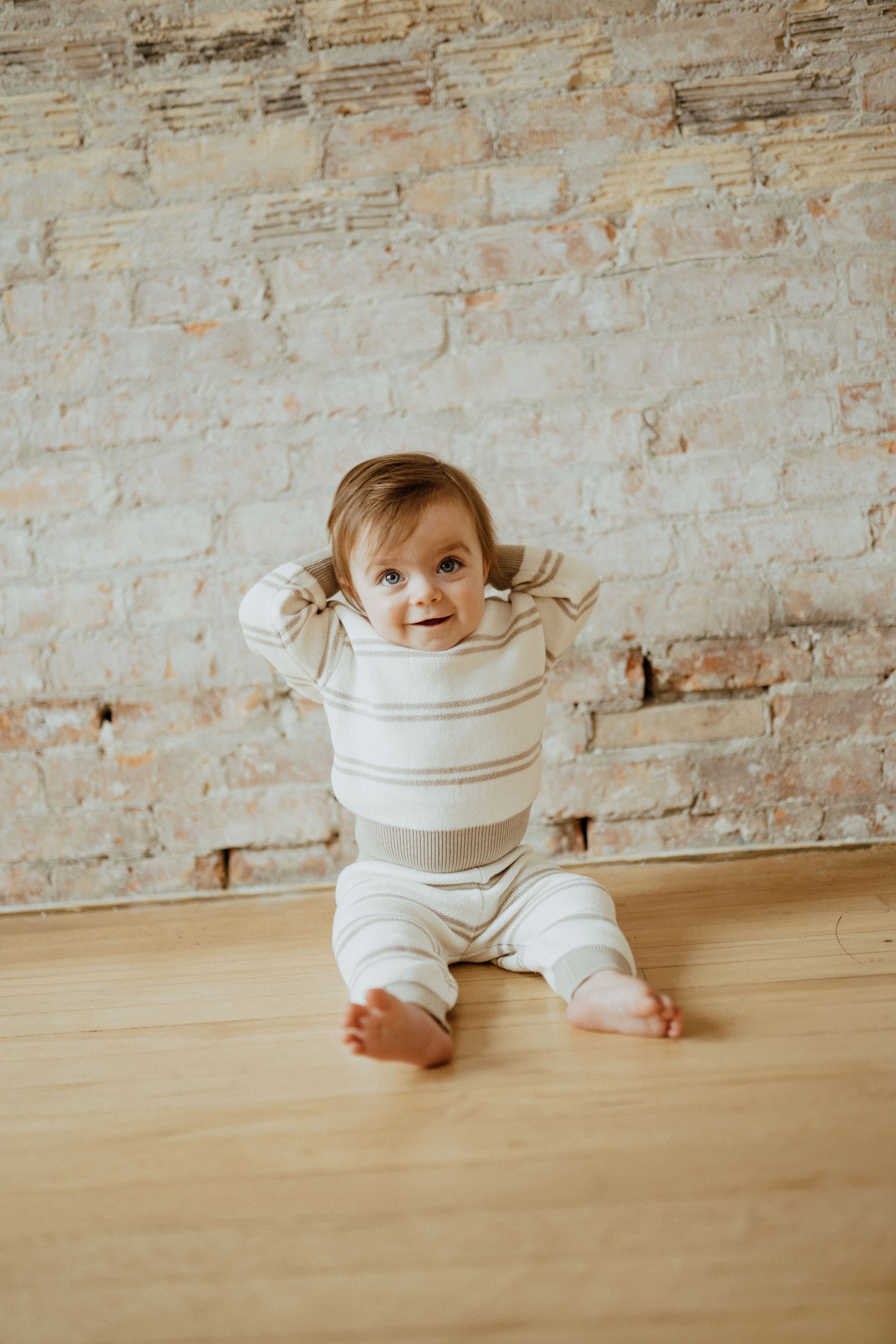Grey Striped Knit Suit