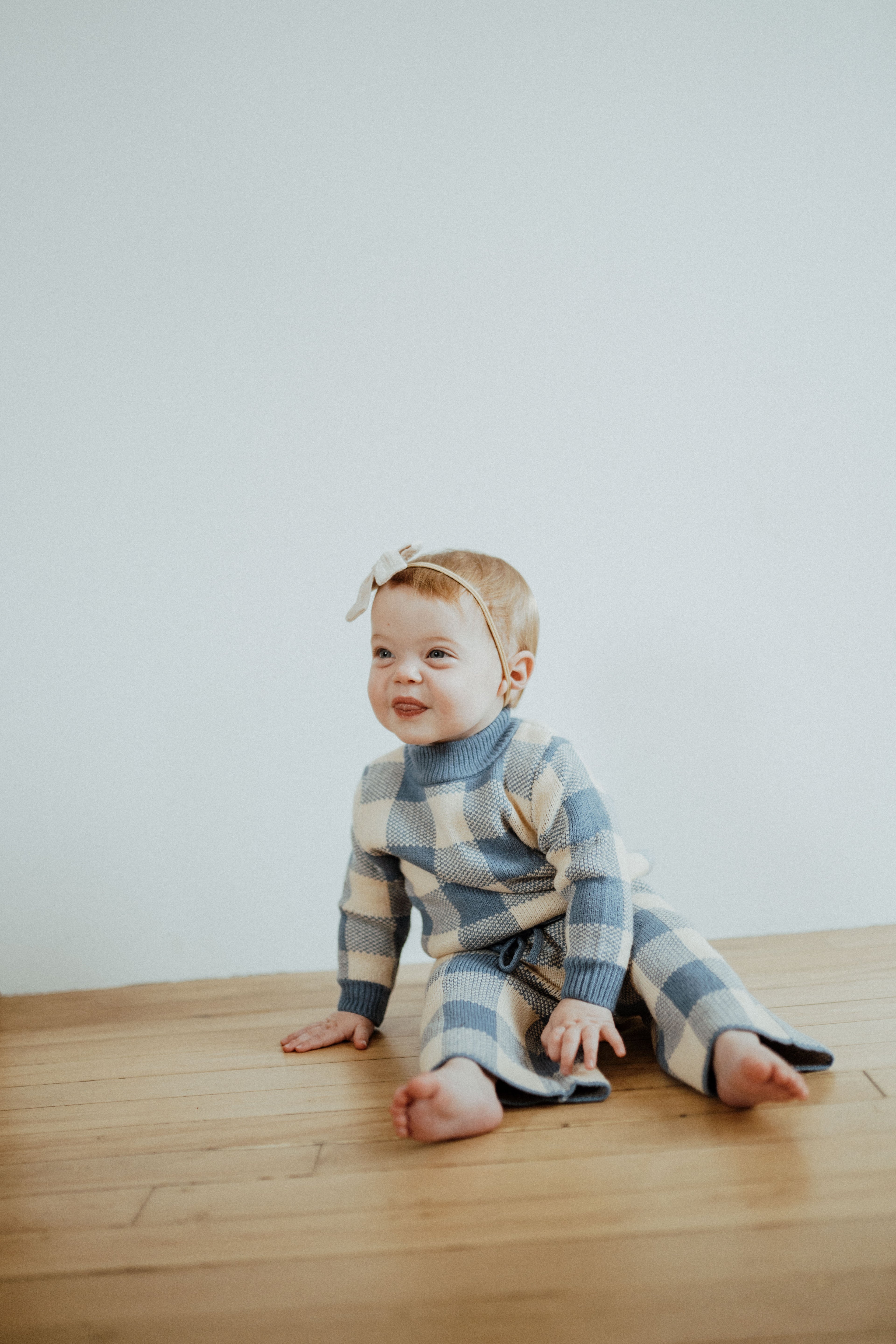 Checkered Knit Suit – Blue | ba.be.O Canada