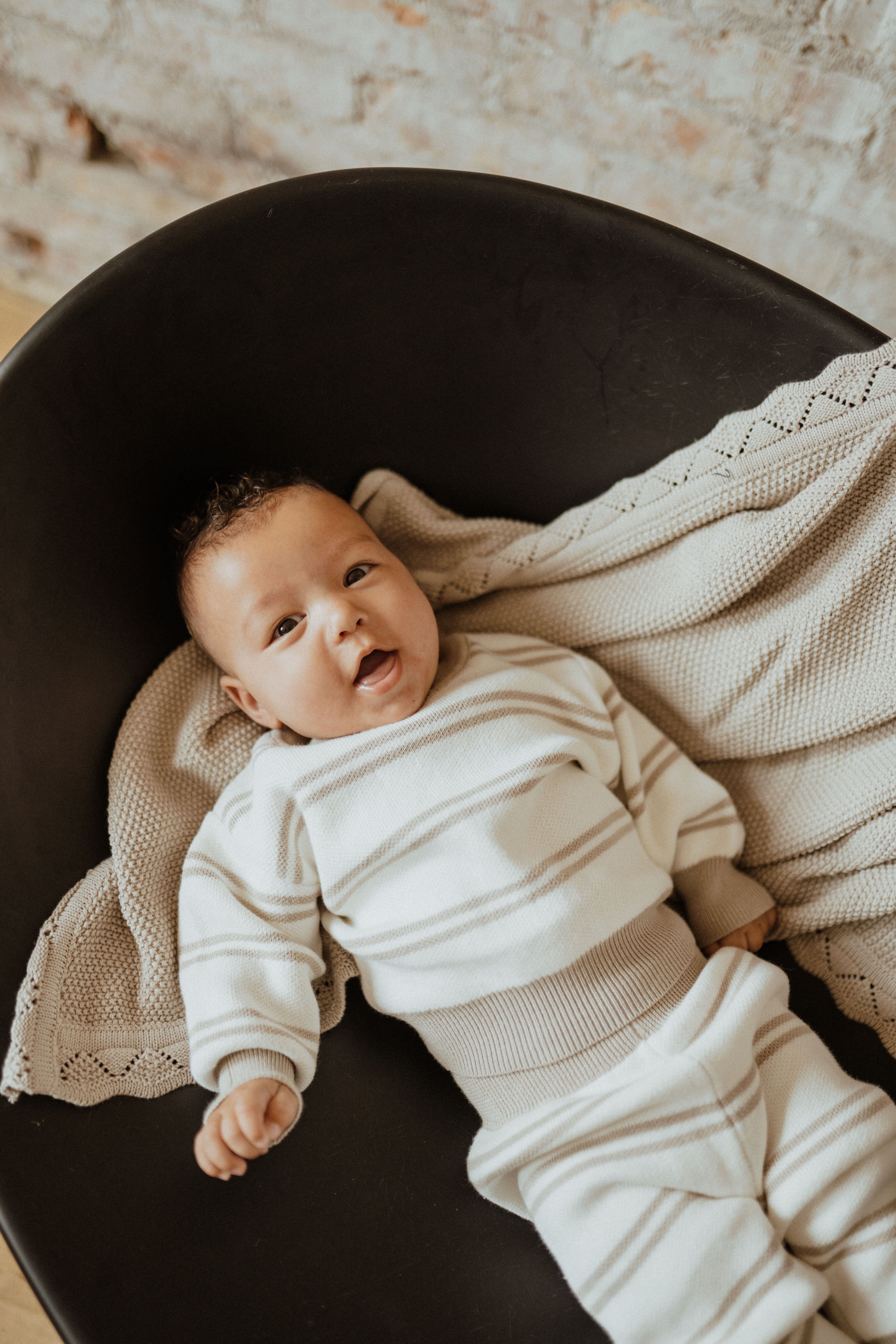 Grey Striped Knit Suit