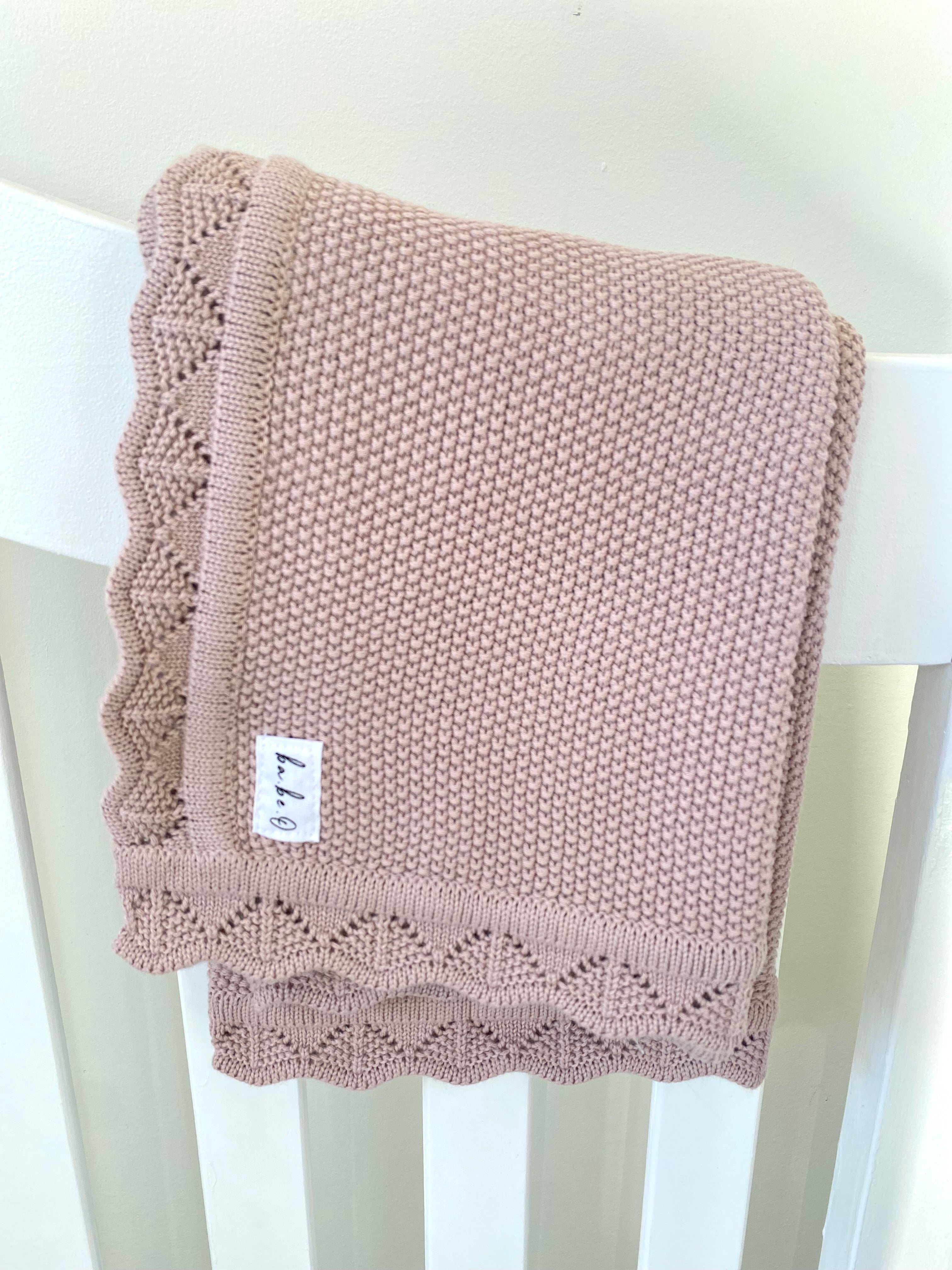 Knit Baby Blanket - Dusty Rose