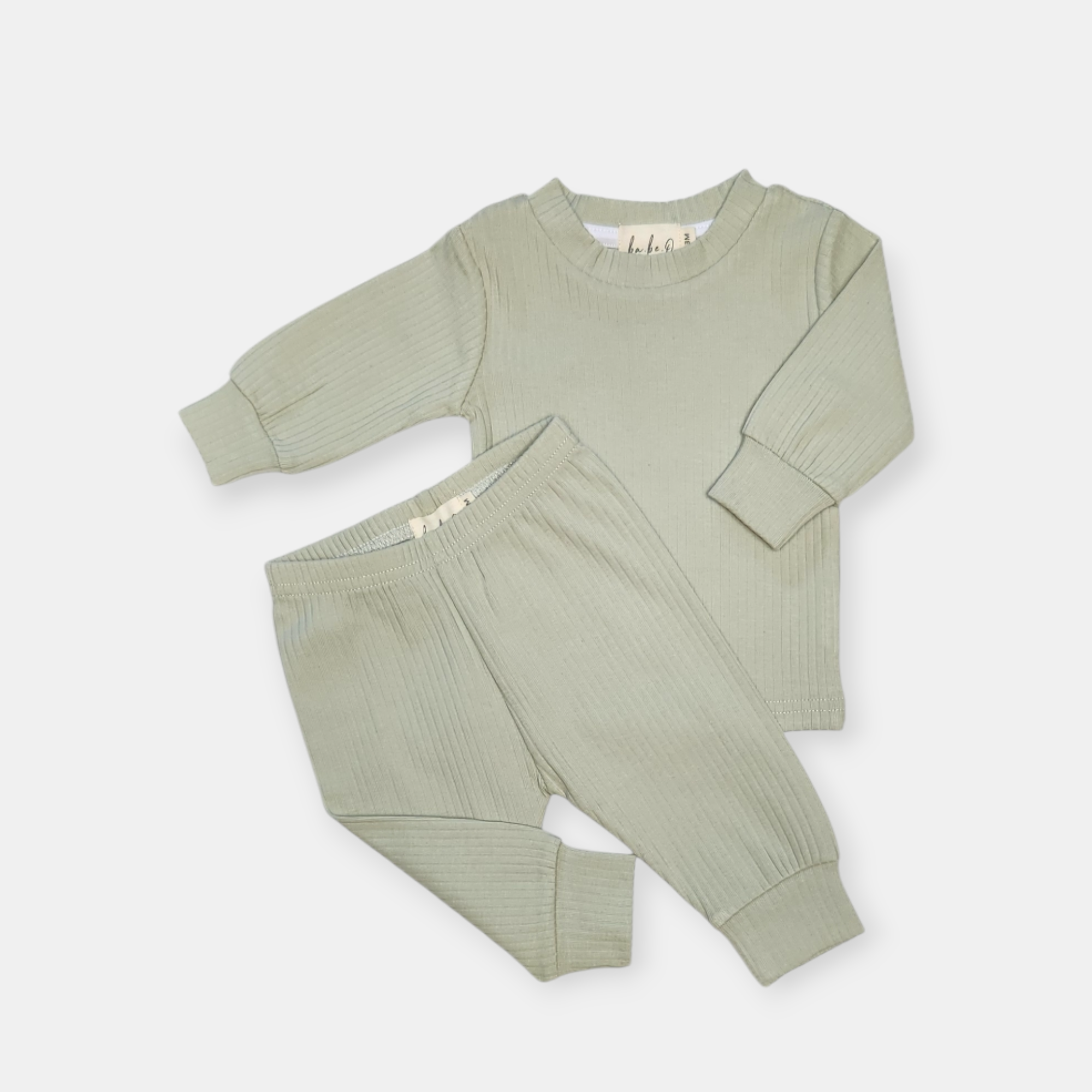 Organic Cotton Two-Piece Baby Outfit, Light Sage | ba.be.O Canada