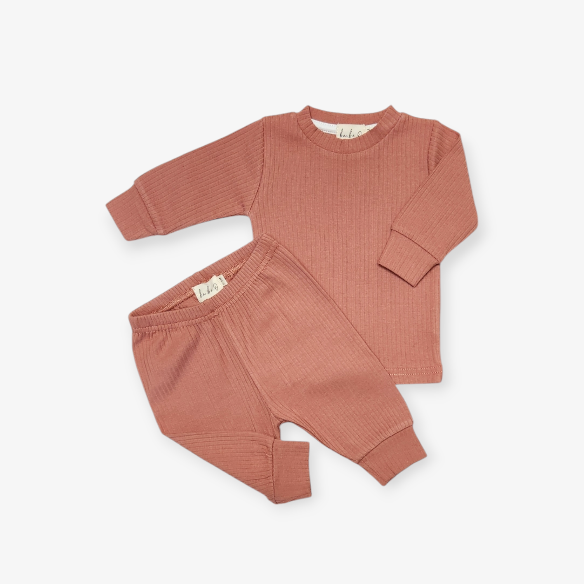 Organic Cotton Two-Piece Baby Outfit, Pink Terracotta | ba.be.O Canada