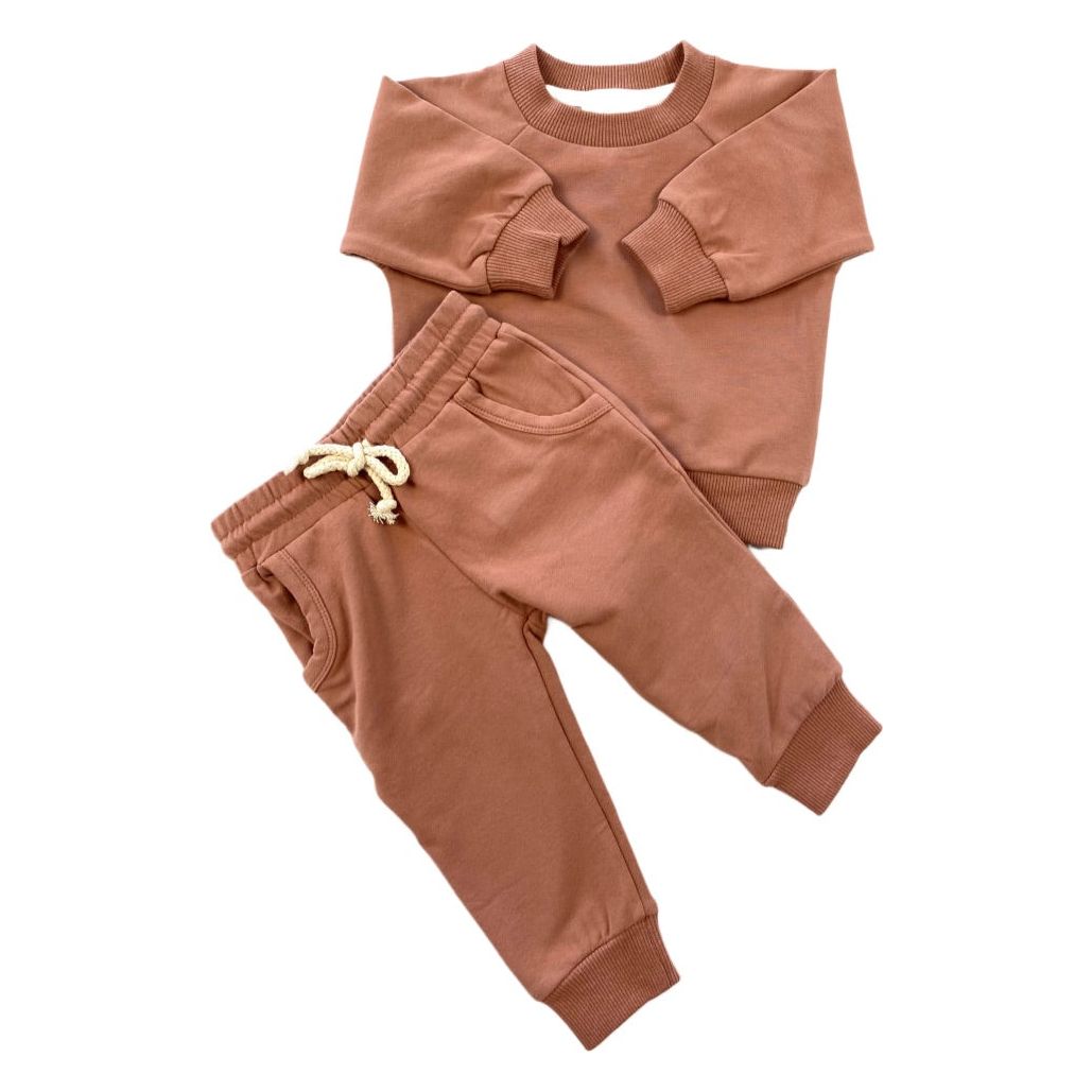 Organic Cotton Baby & Toddler Sweatsuit, Desert Pink | ba.be.O Canada