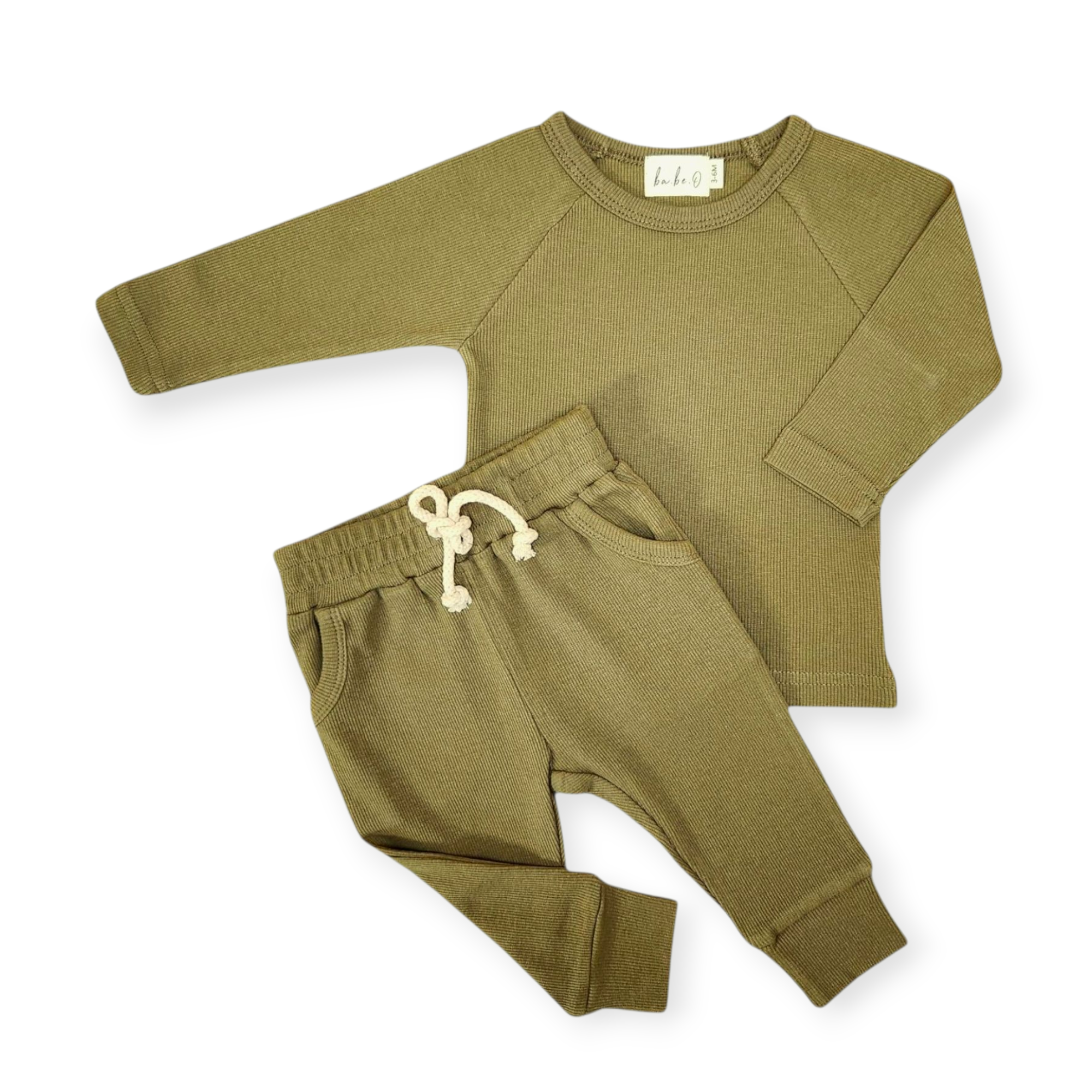 Ribbed Jogger Set – Olive