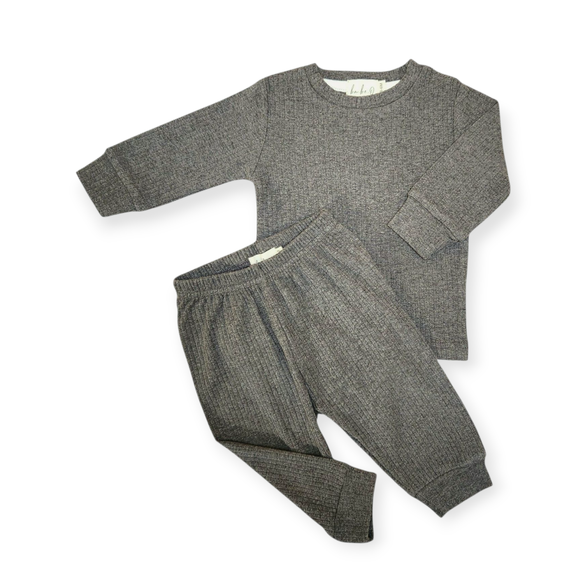 Organic Cotton Two-Piece Baby Outfit, Charcoal | ba.be.O Canada