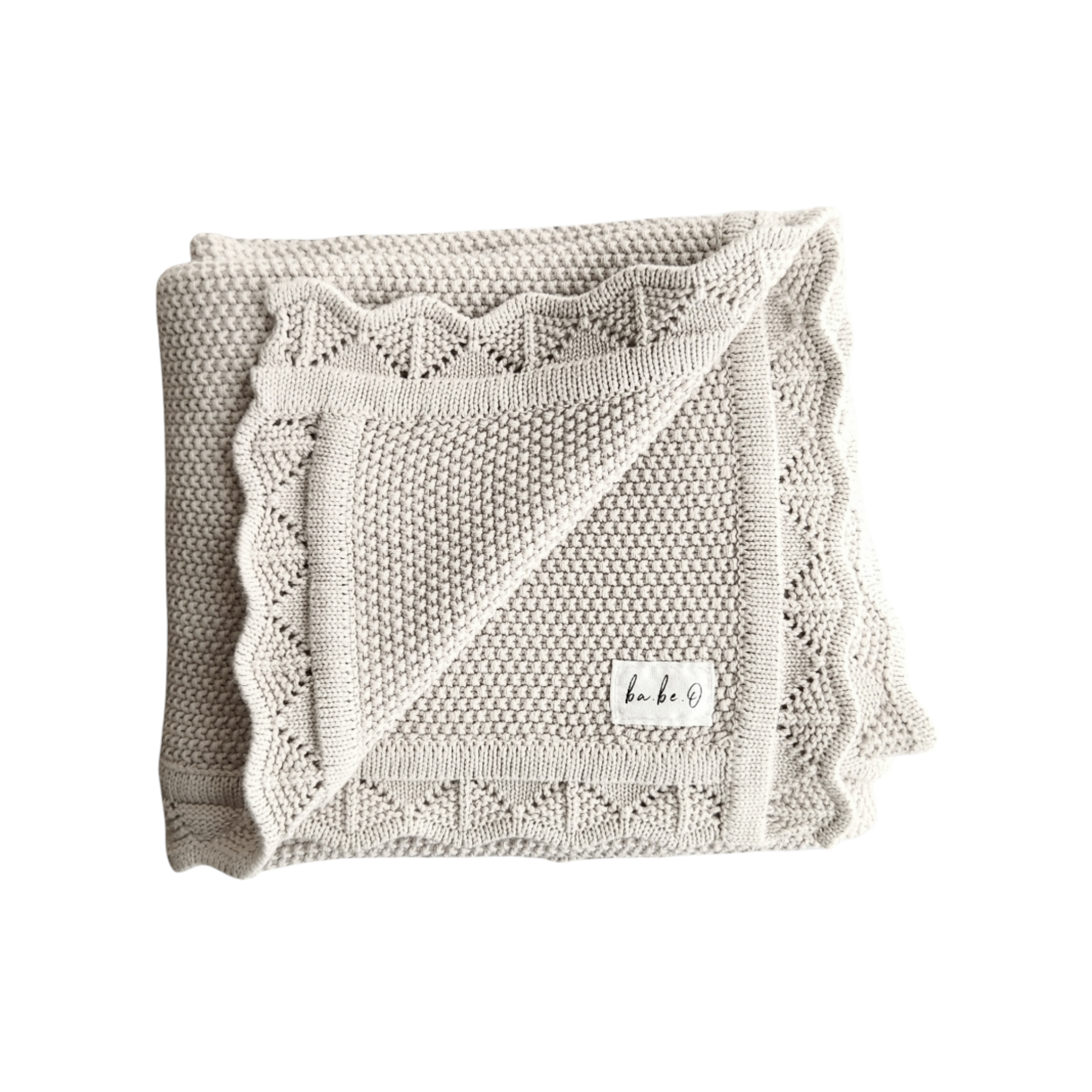 Sandstone knit heirloom blanket; cotton baby blanket Stone ba.be.O; newborn knit blanket Sandstone Canada