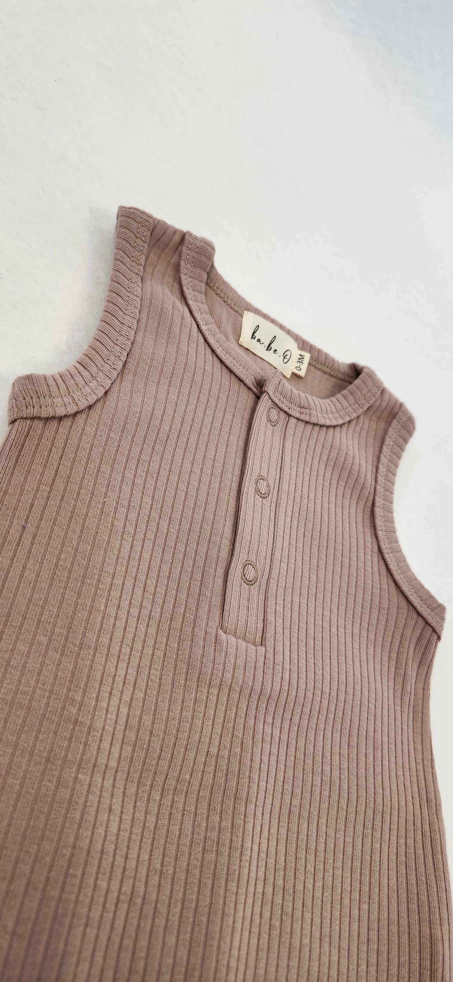 Ribbed Tank Romper - Vintage Mauve