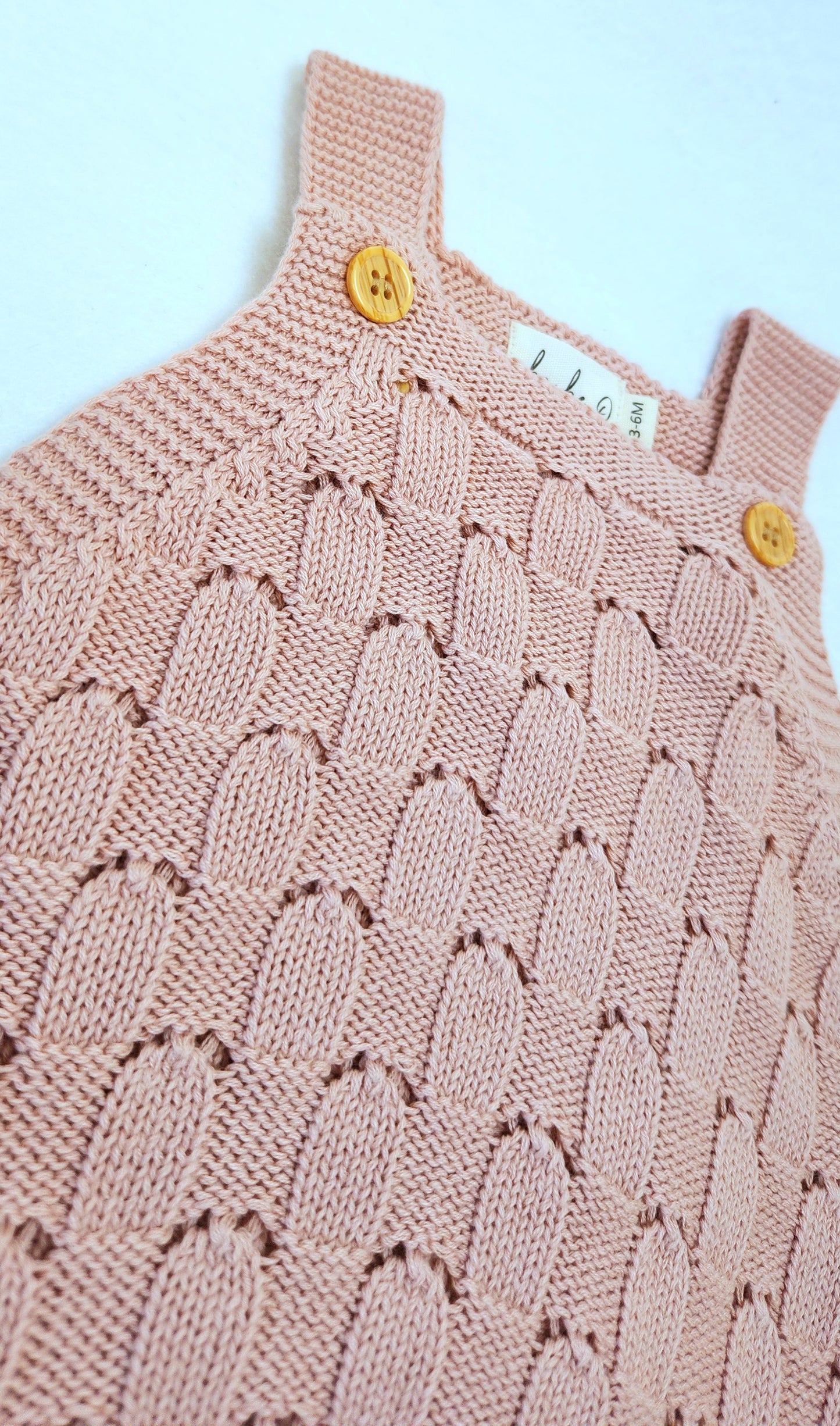 Knit Crotchet Romper - Seashell Pink