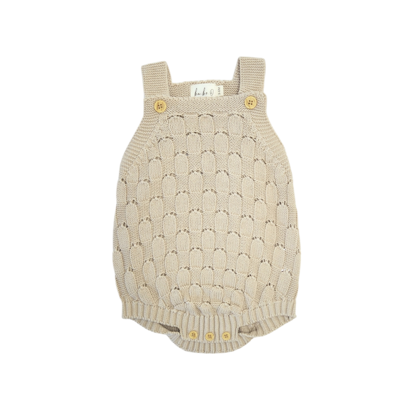 Knit Crotchet Romper - Sand