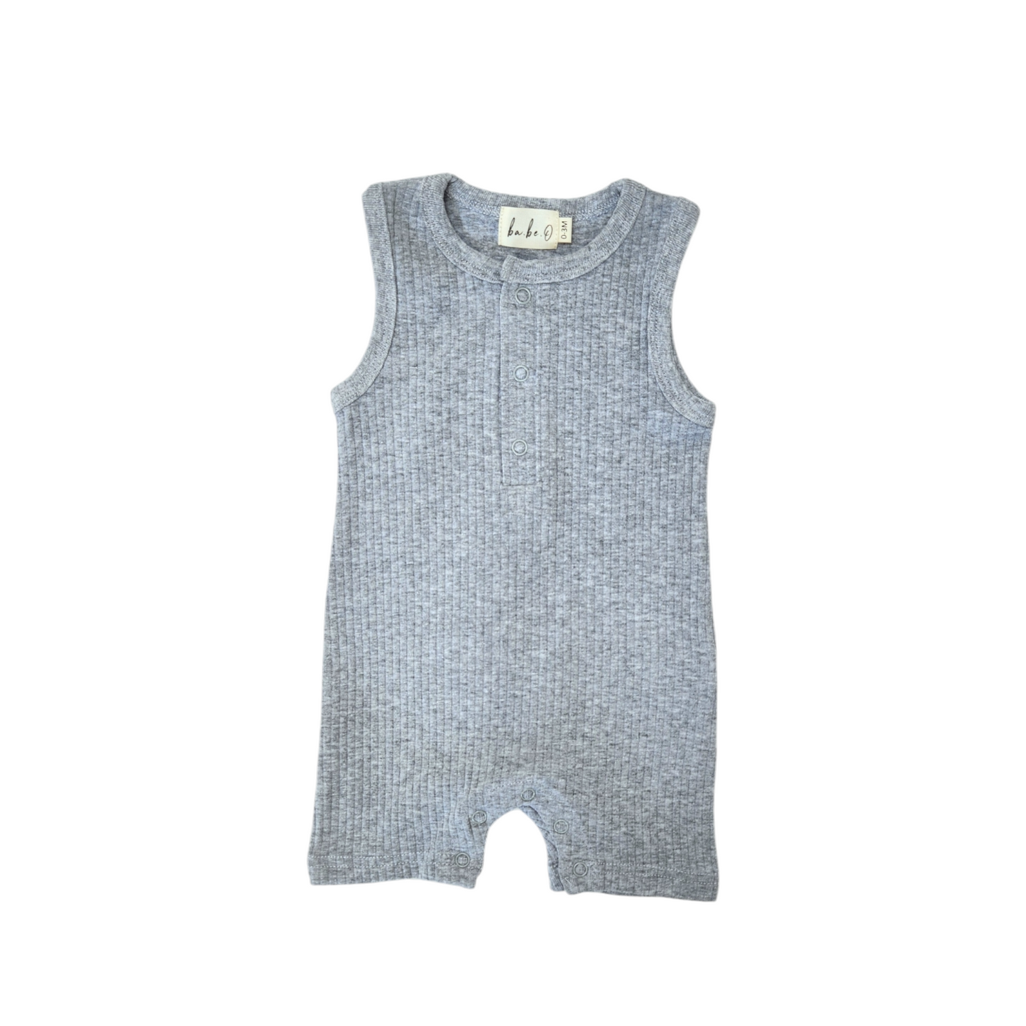 Ribbed Tank Romper - Heathered Grey