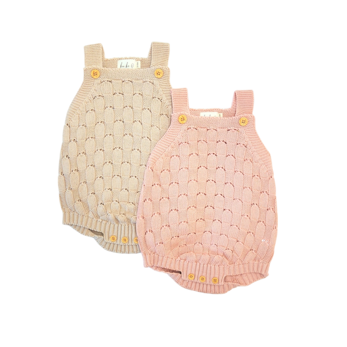 Knit Crotchet Romper - Seashell Pink