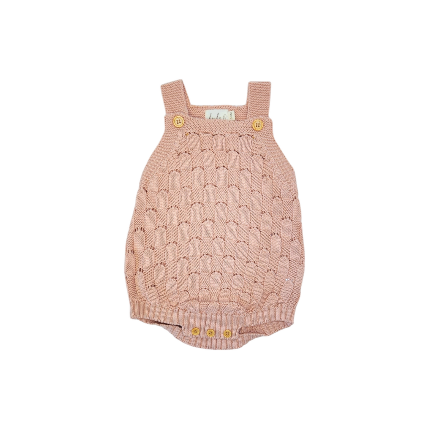 Knit Crotchet Romper - Seashell Pink