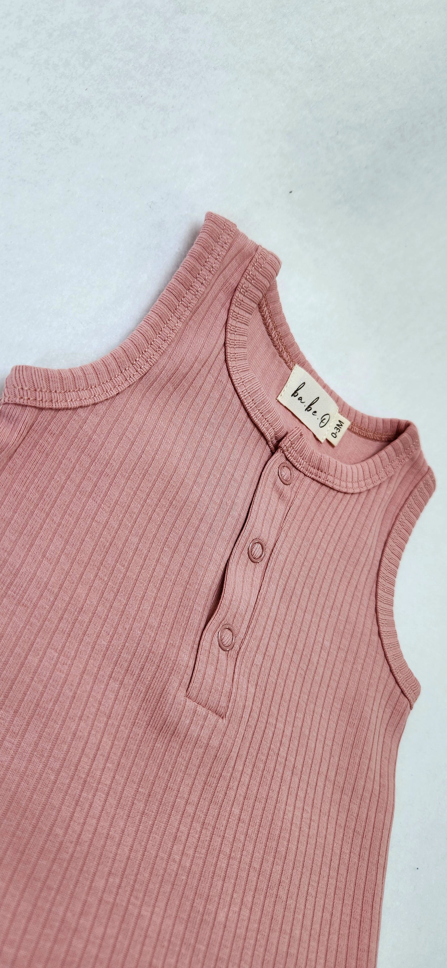 Ribbed Tank Romper - Rose