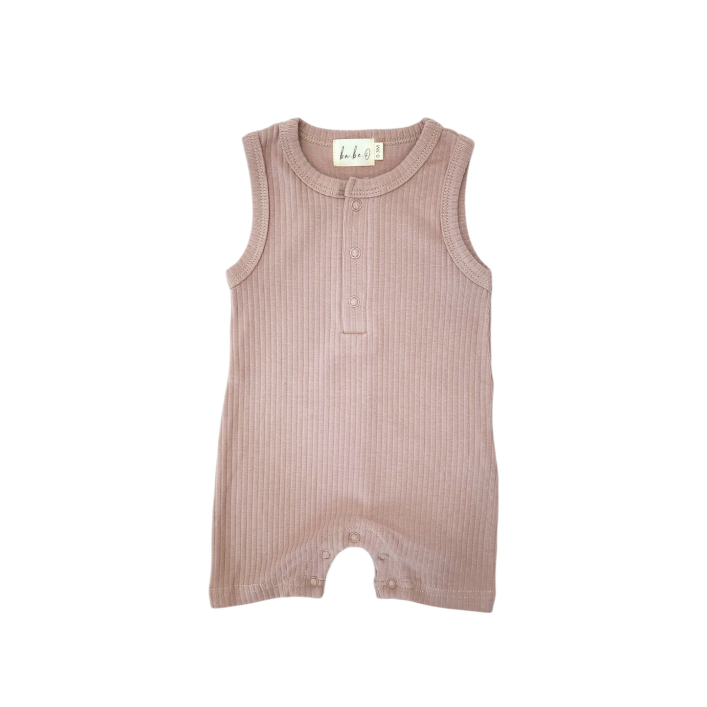 Ribbed Tank Romper - Vintage Mauve
