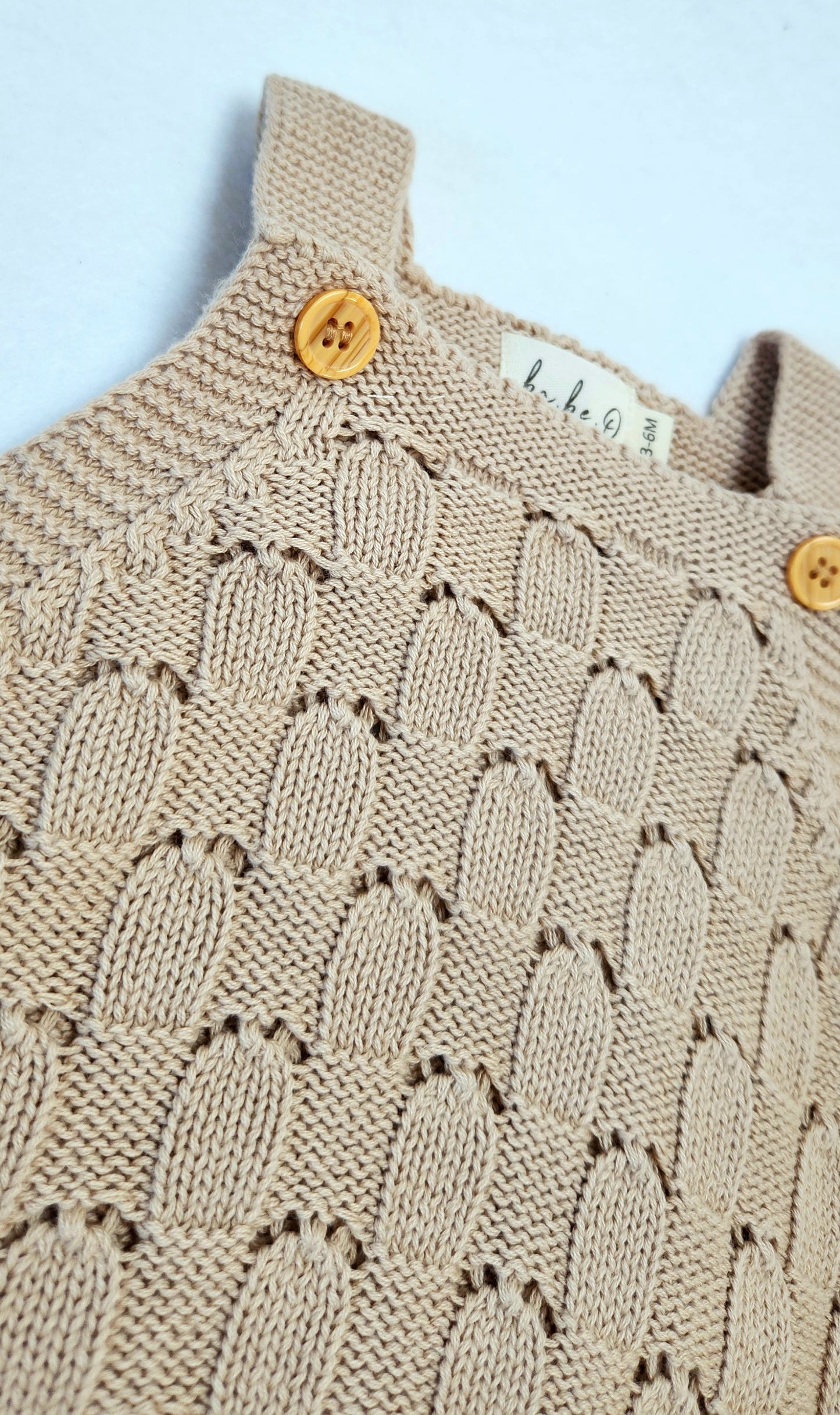 Knit Crotchet Romper - Sand