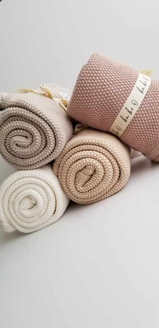 Knit Baby Blanket - Dusty Rose