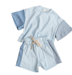 Tri-Colored Short Set - Blue