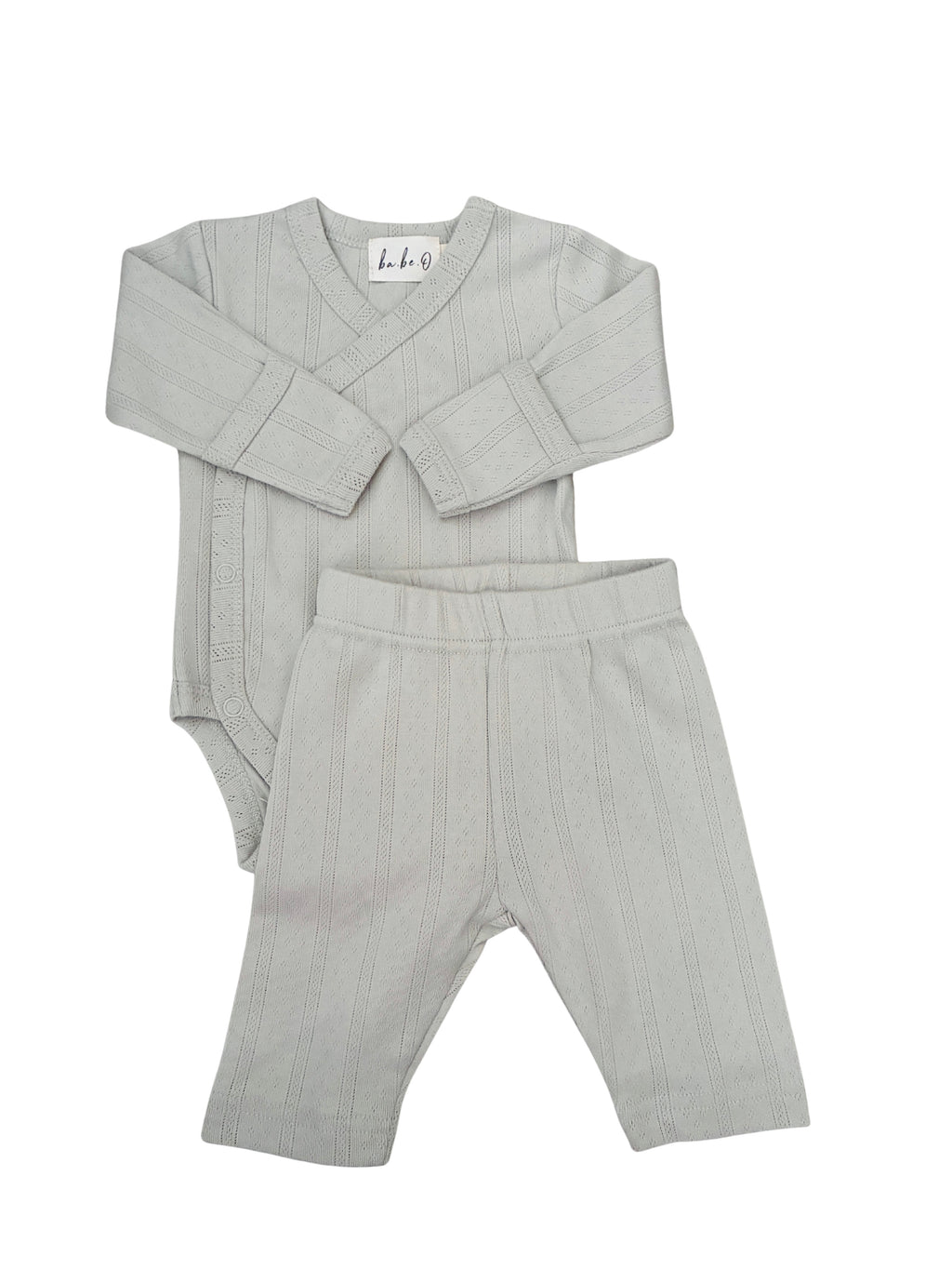 Pointelle Kimono Set - Light Sage
