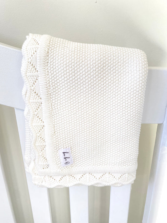 Knit Baby  Blanket - Milk