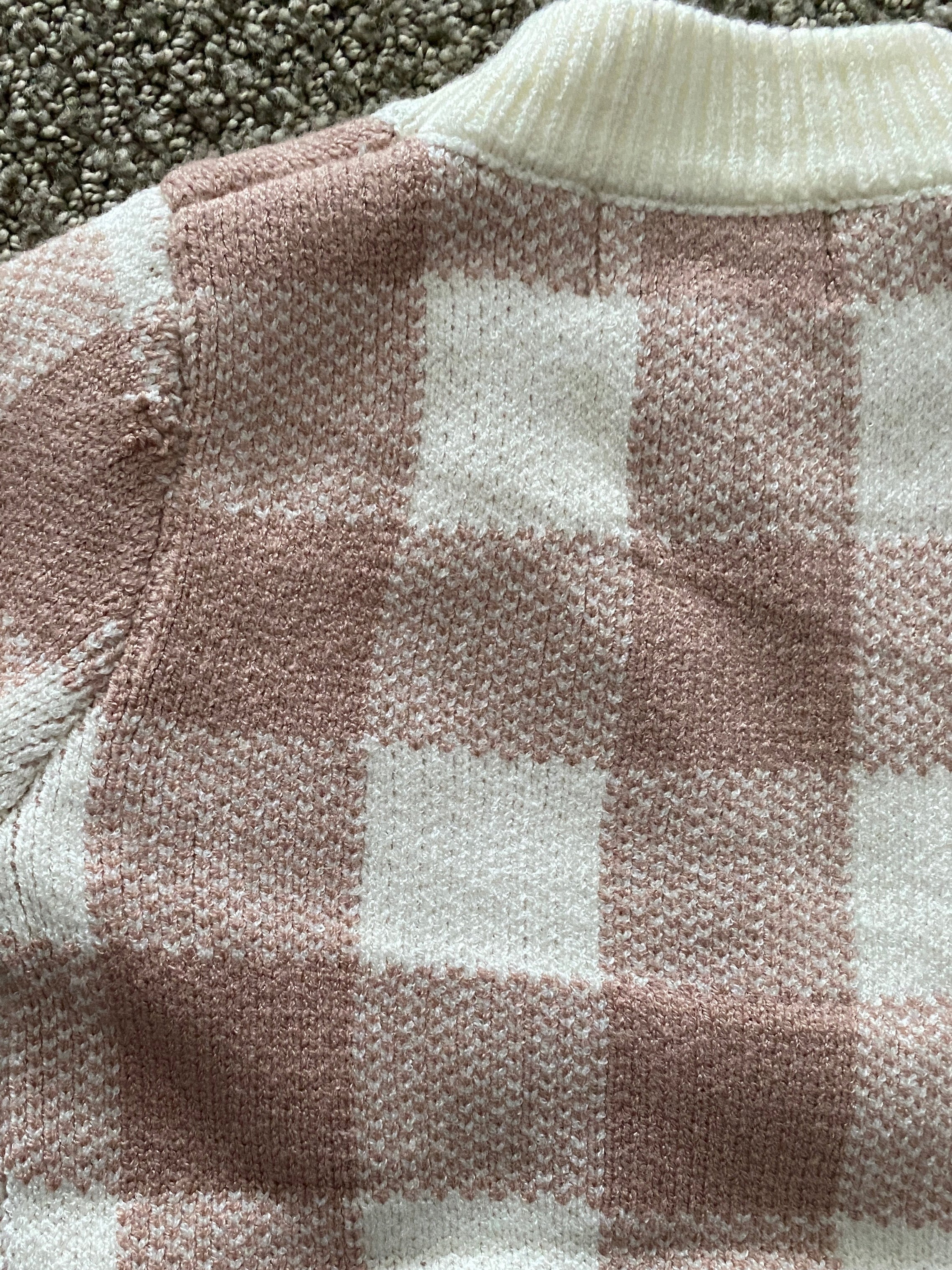 Oops 3-6m Checkered Knit Suit – Dusty Rose | ba.be.O