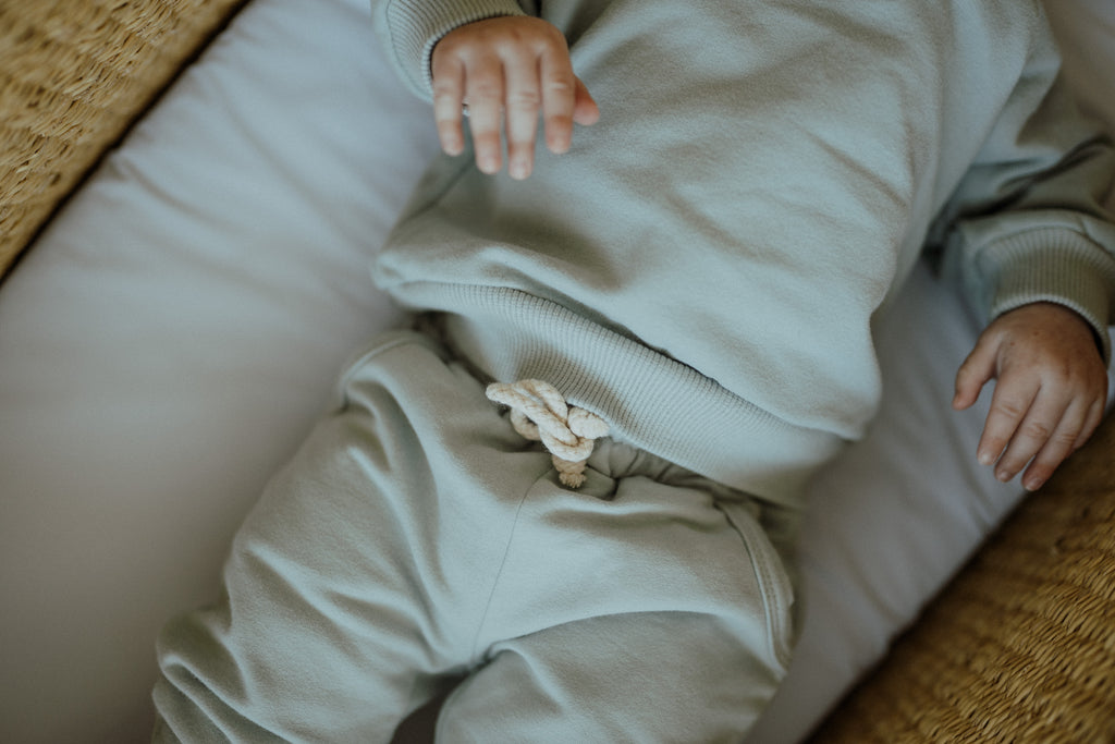 Organic Cotton Baby & Toddler Sweatsuit, Seafoam | ba.be.O Canada