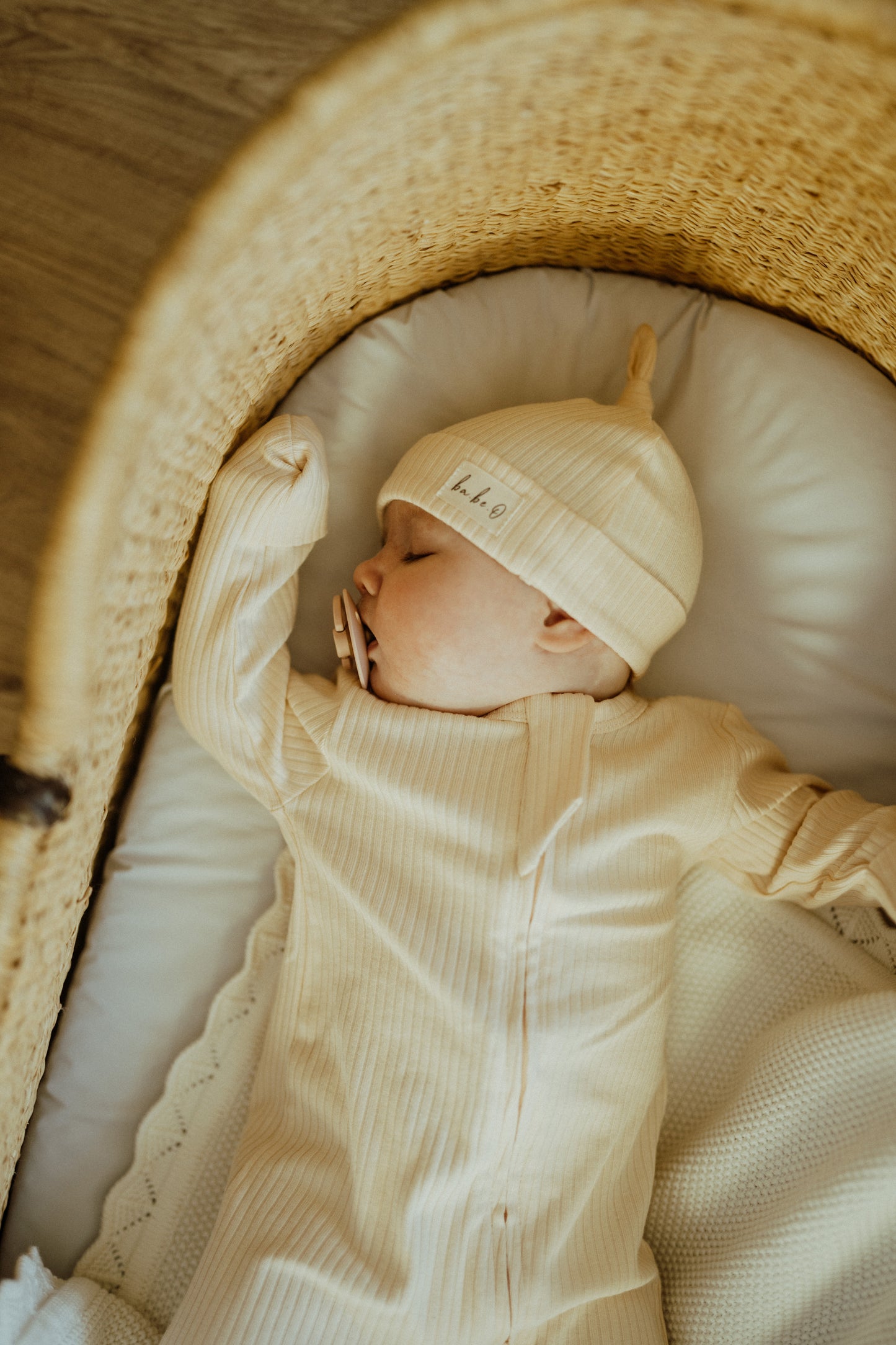 Ribbed Infant Sleeper - Cream