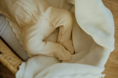 Ribbed Infant Sleeper - Cream