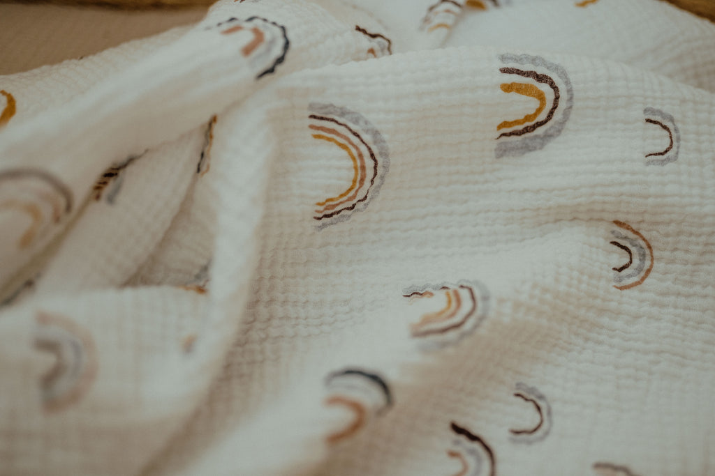 Organic Cotton Muslin Swaddle –  Rainbow | ba.be.O Canada