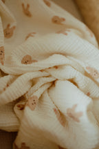 Organic Cotton Muslin Swaddle –  Pink Bunny| ba.be.O Canada