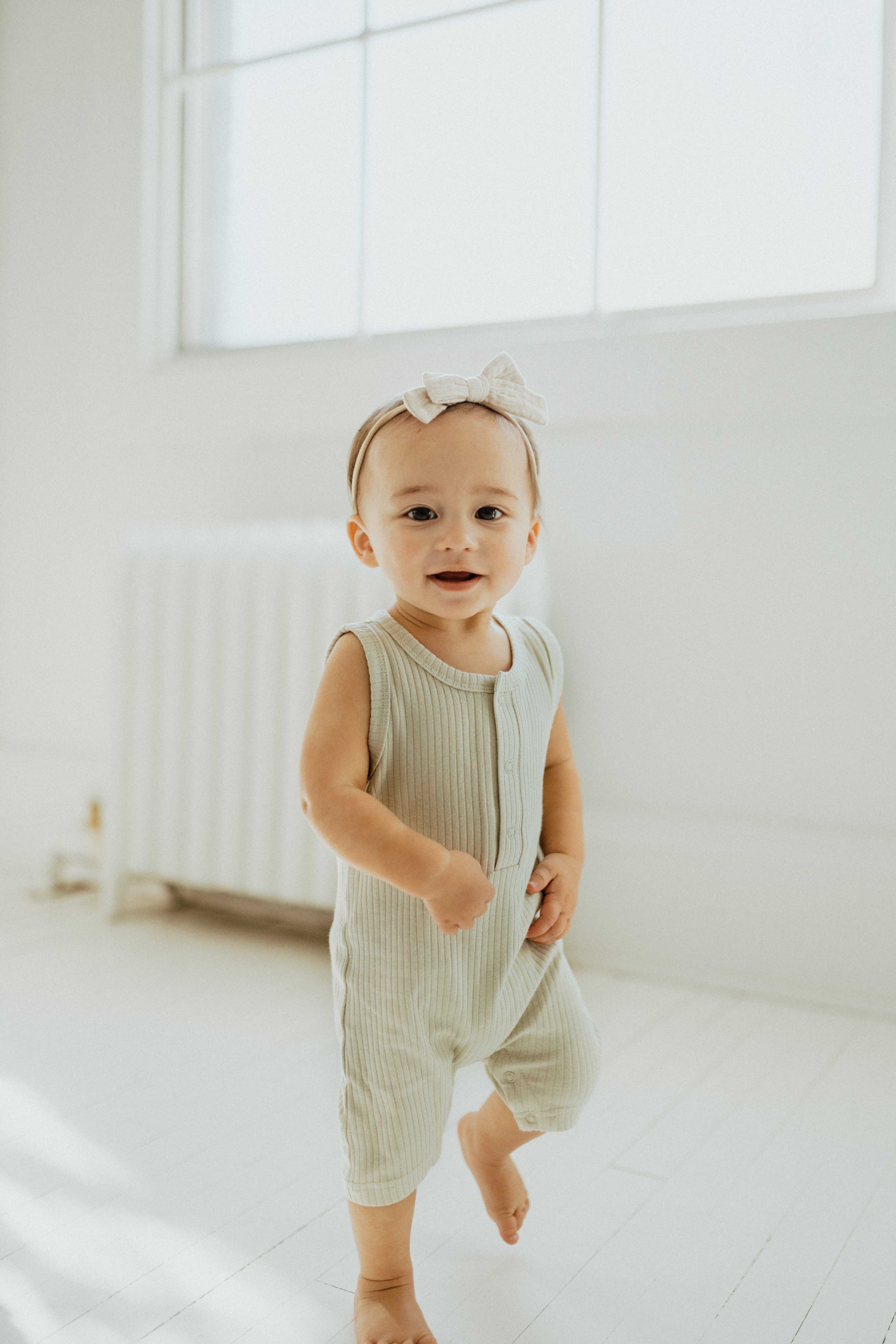 Ribbed Tank Romper - Light Sage