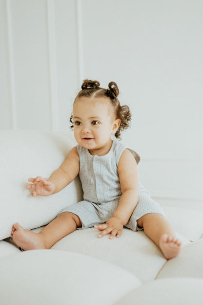 Ribbed Tank Romper - Heathered Grey