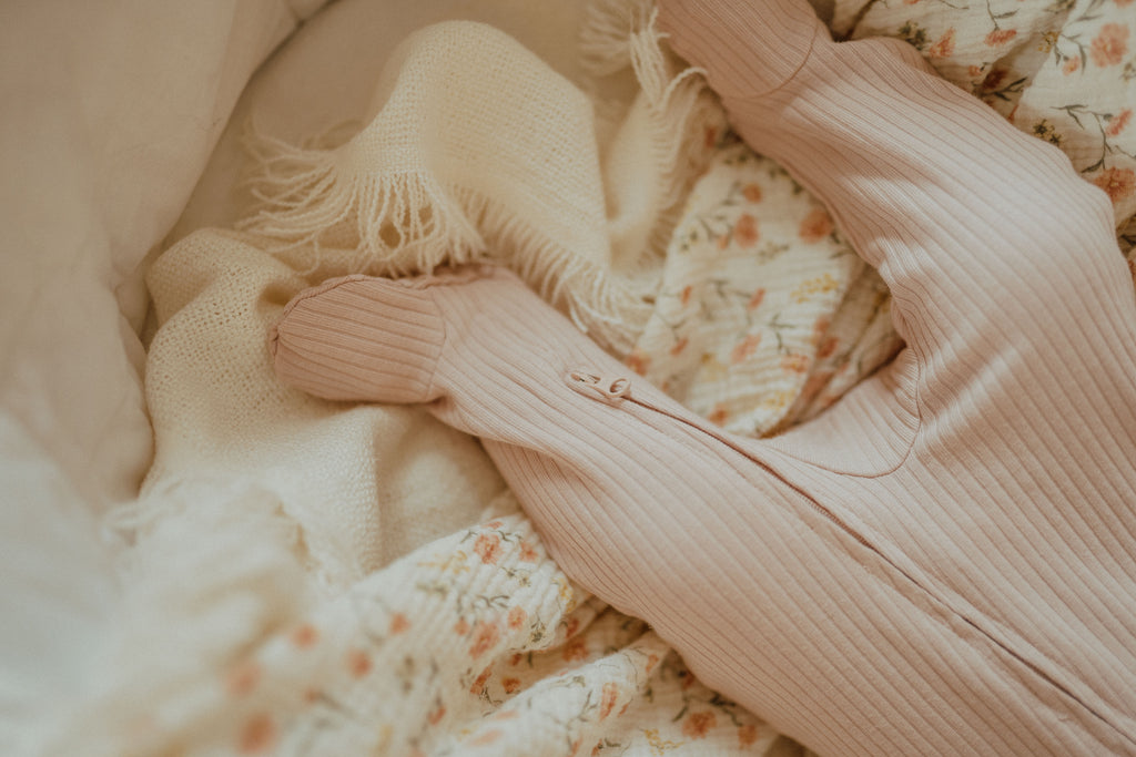 Organic Cotton Baby Sleeper,  Blush | ba.be.O