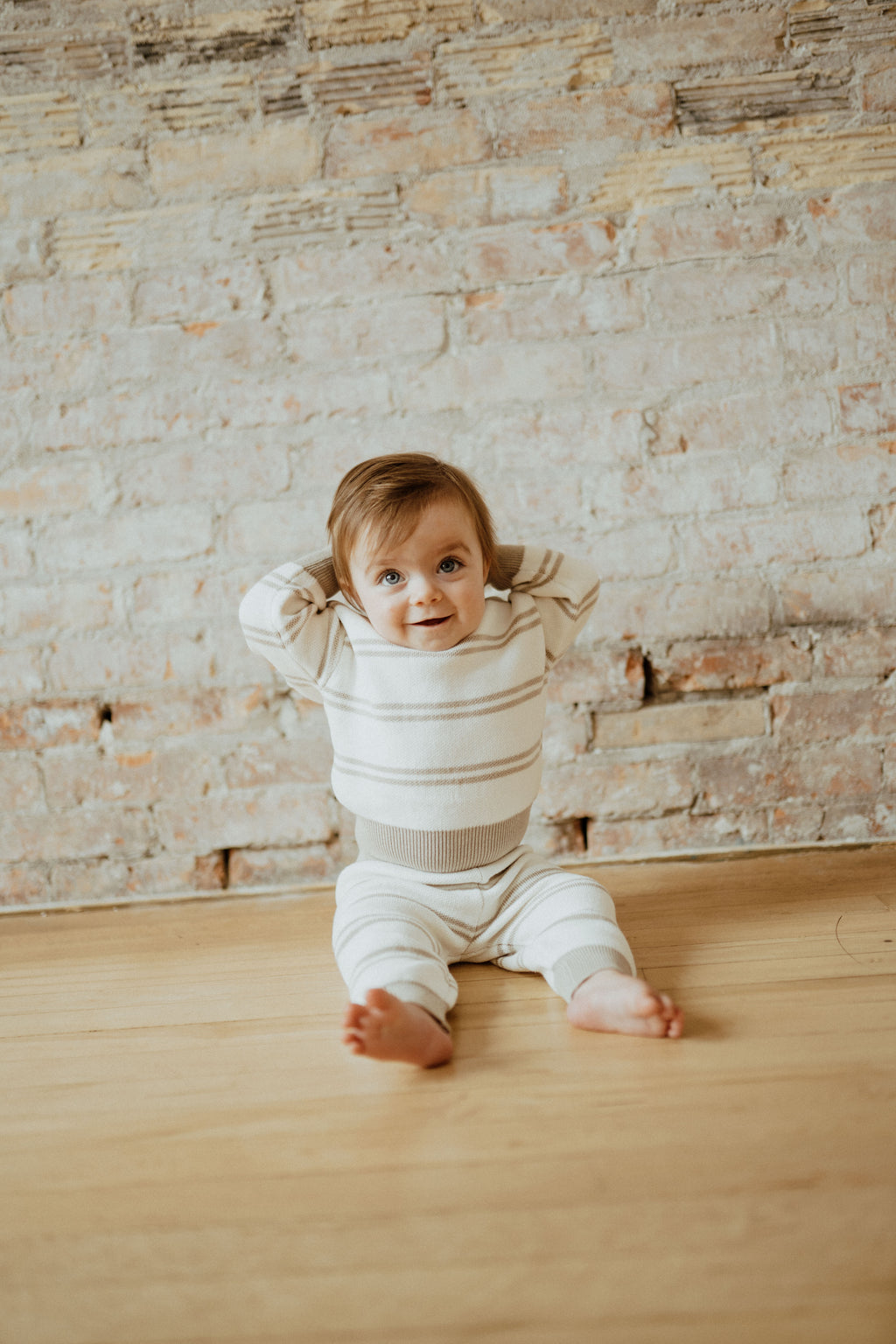 Grey Striped Knit Suit