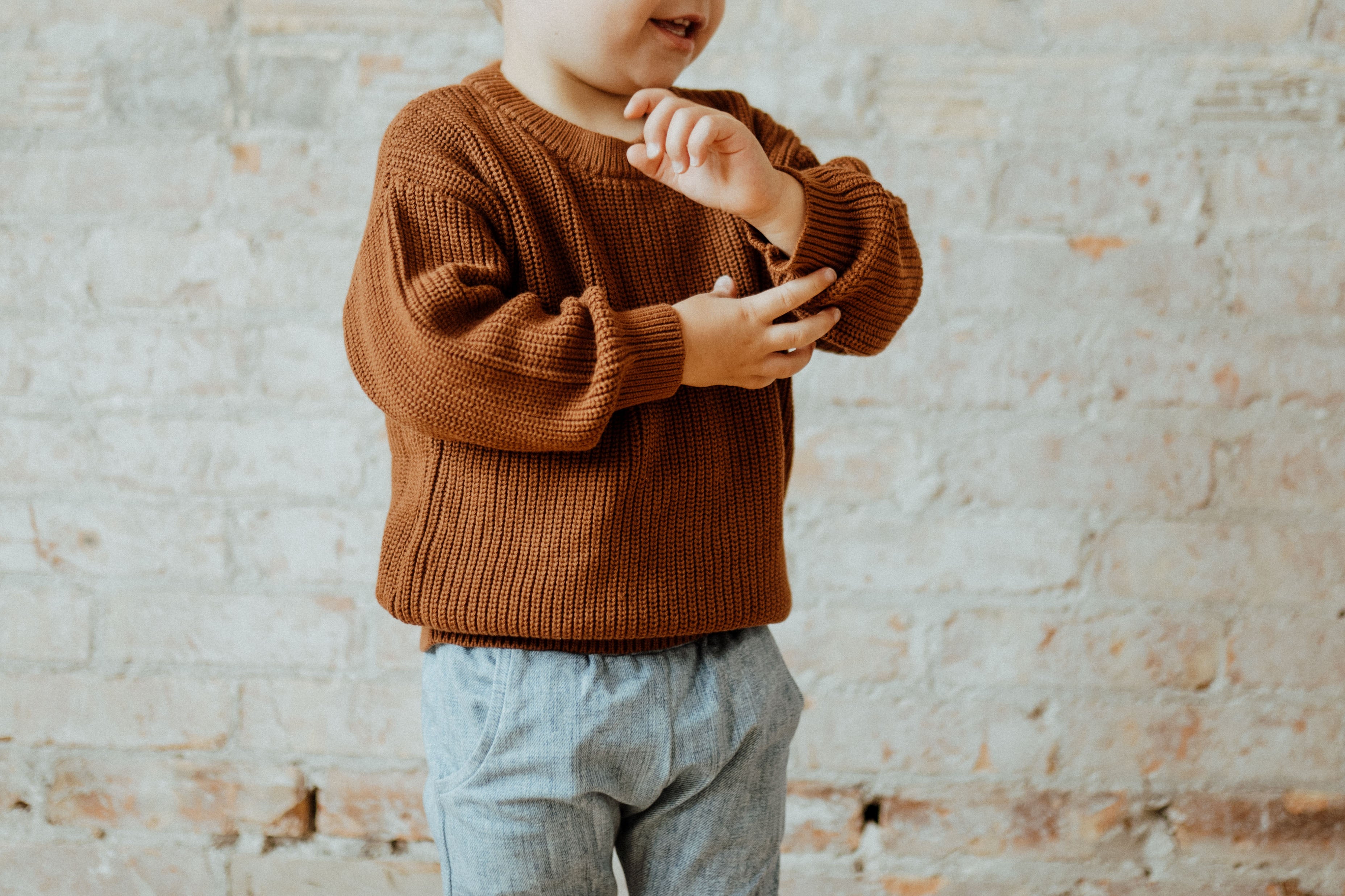 Coffee knit sweater baby Canada; toddler knit sweater Coffee ba.be.O; brown knit sweater kids Canada