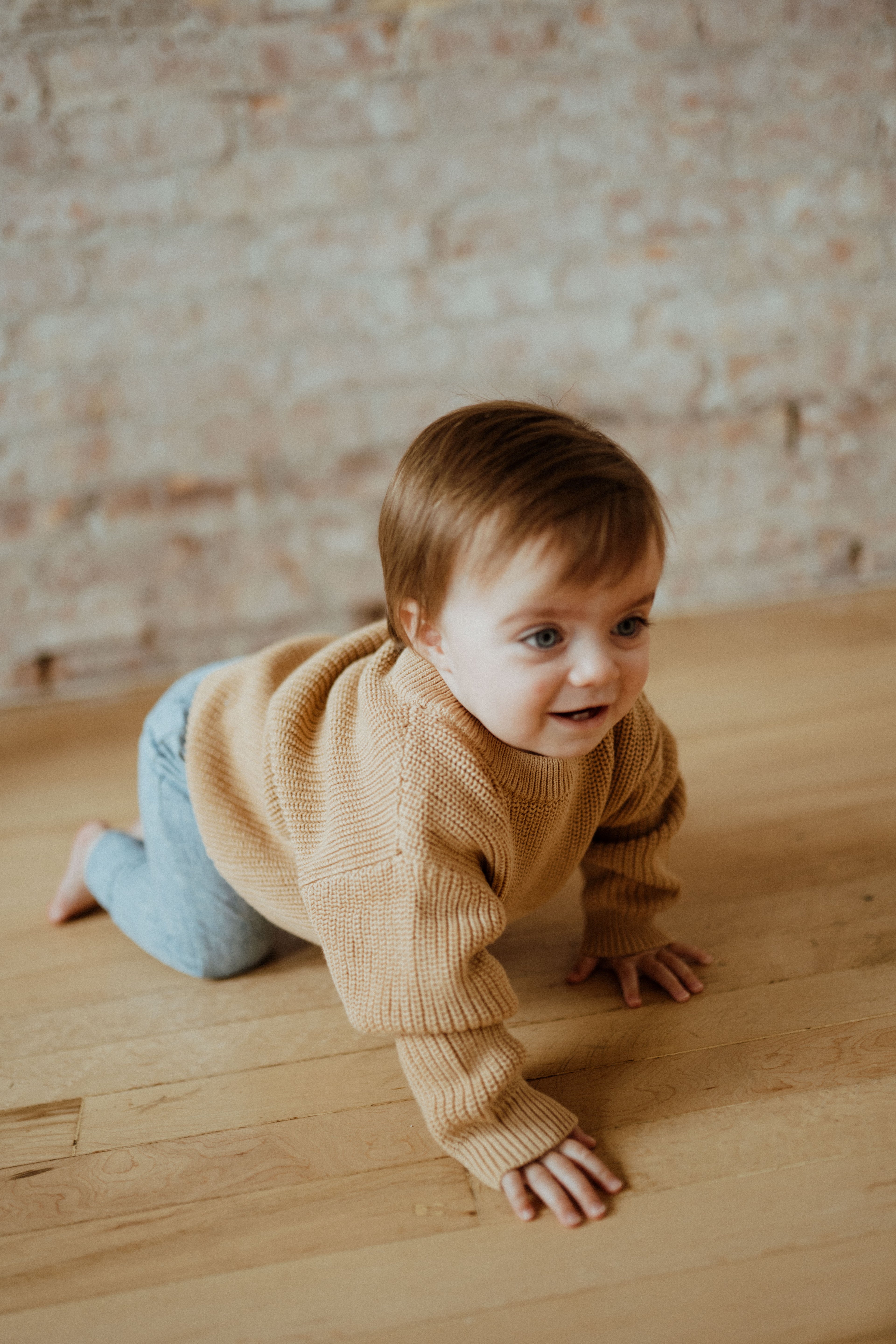 Caramel knit sweater baby Canada; toddler knit sweater Mustard ba.be.O; yellow knit sweater kids Canada