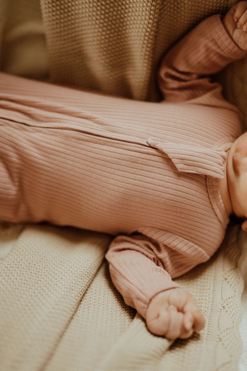 Organic Cotton Baby Sleeper, Rose | ba.be.O