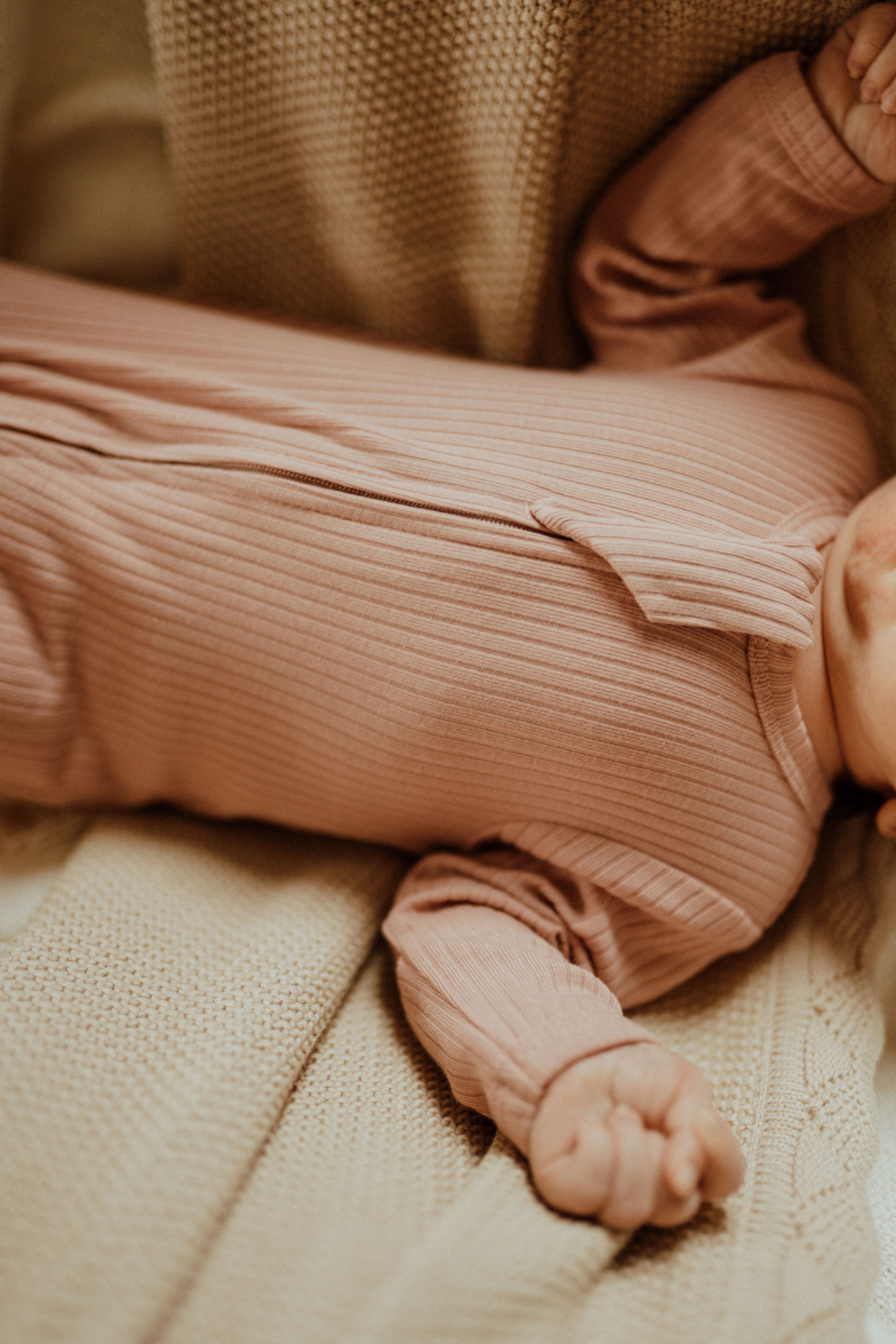 Organic Cotton Baby Sleeper, Rose | ba.be.O